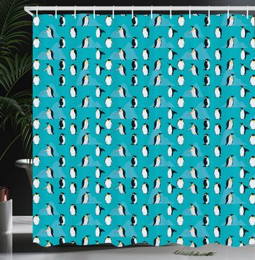 Abakuhaus Duschvorhang Moderner Digitaldruck mit 12 Haken auf Stoff Wasser Resistent Breite 175 cm, Höhe 180 cm, Türkisblau Penguins
