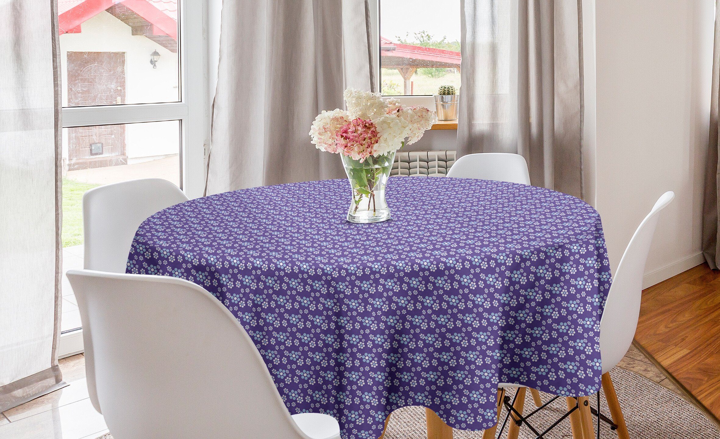 Romantisch für Kreis Dekoration, Esszimmer Abdeckung Mini Retro-Blumen-Blüten Abakuhaus Tischdecke Küche Tischdecke