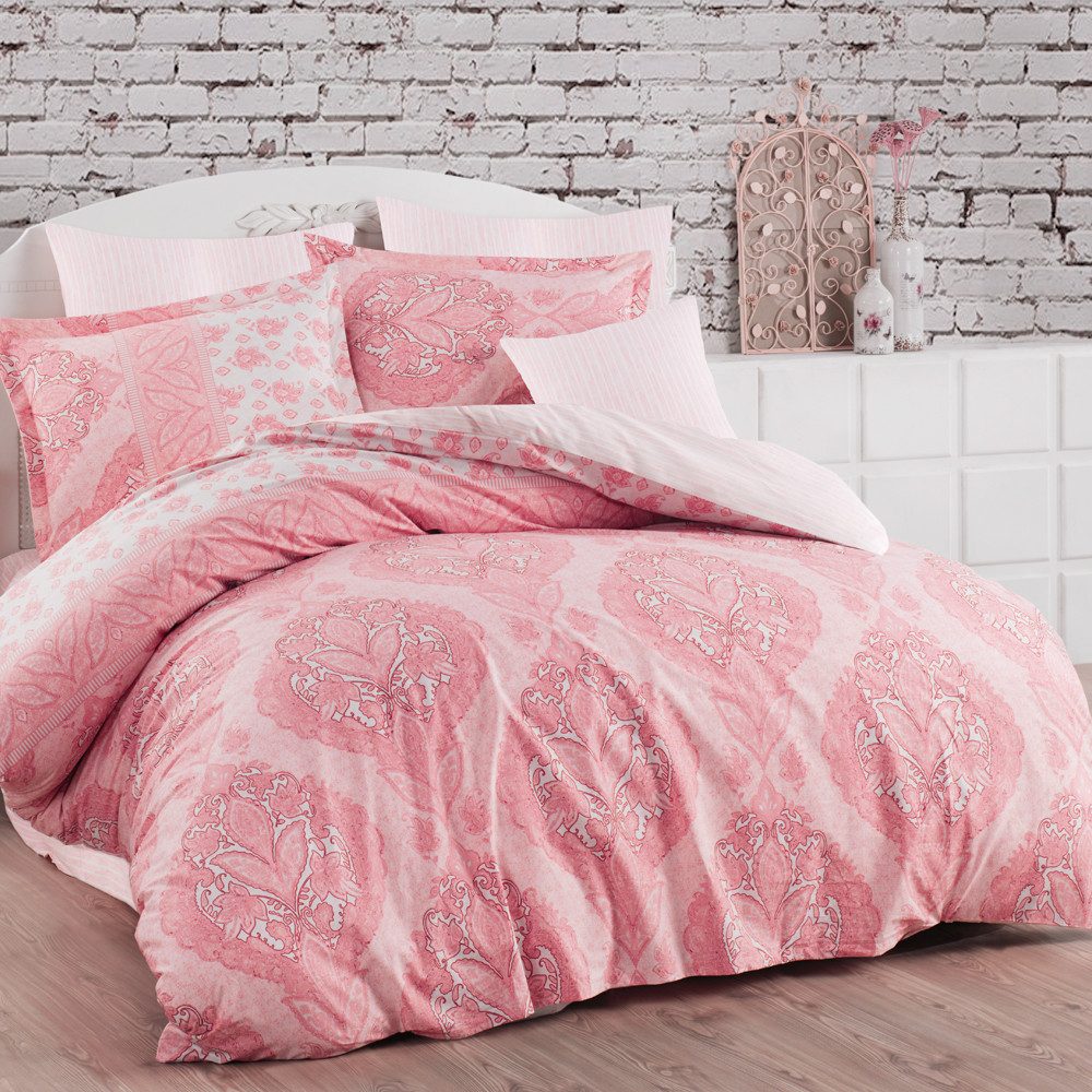 ROLFNERS Bettwäsche Talya Pink Bettgarnitur Bettbezug Baumwolle, Baumwolle, 100% Naturbaumwolle, Bettwäsche Set, Pflegeleicht