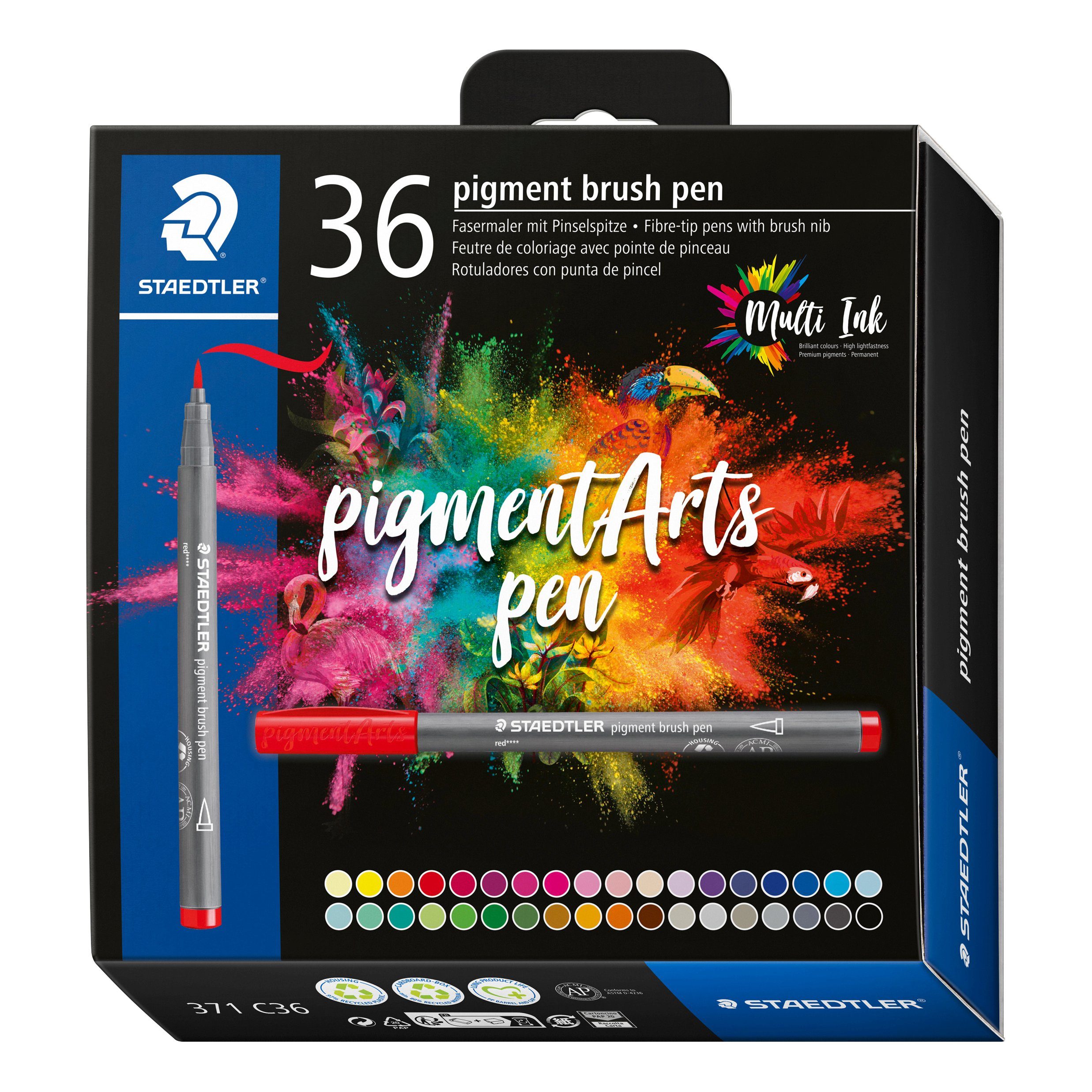 STAEDTLER Pinselstift Pigment brush pen, 24 oder 36 Stück