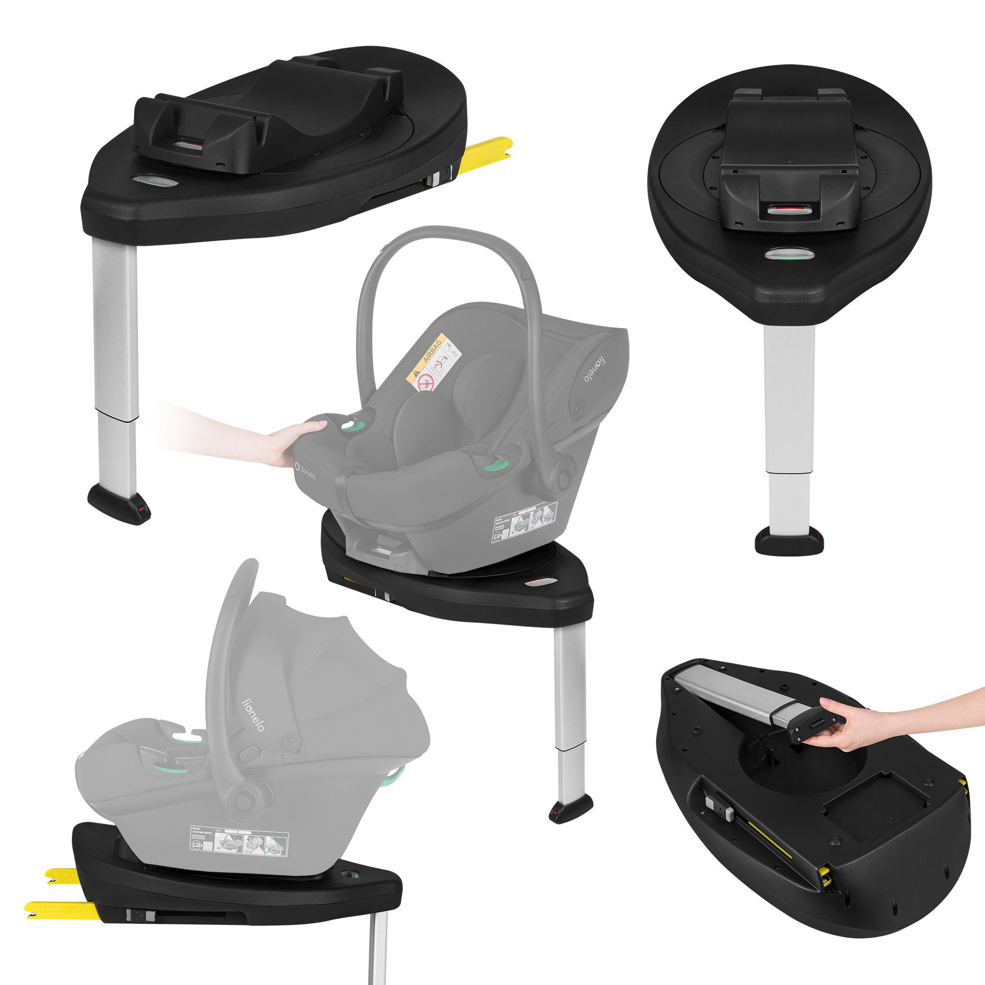 lionelo Autokindersitz ASTRID I-SIZE SET PLUS, ab: ab Geburt, bis: bis ca. 2 Jahre, ab: 40 cm, bis: 87 cm, (Babyschale + drehbare ISOFIX-Basis), 180°Drehung/Memory Foam/Dri-Seat/Seitenaufprallschutz/ISOFIX