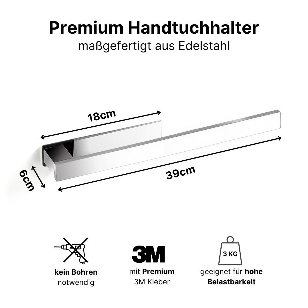 LIVINA HOME Handtuchhalter ohne Bohren 40cm Edelstahl, Handtuchstange zum Kleben fürs Bad, Küche, Handtuchständer schwarz, Küchen Organizer, Wandhaken, Handtuchhaken