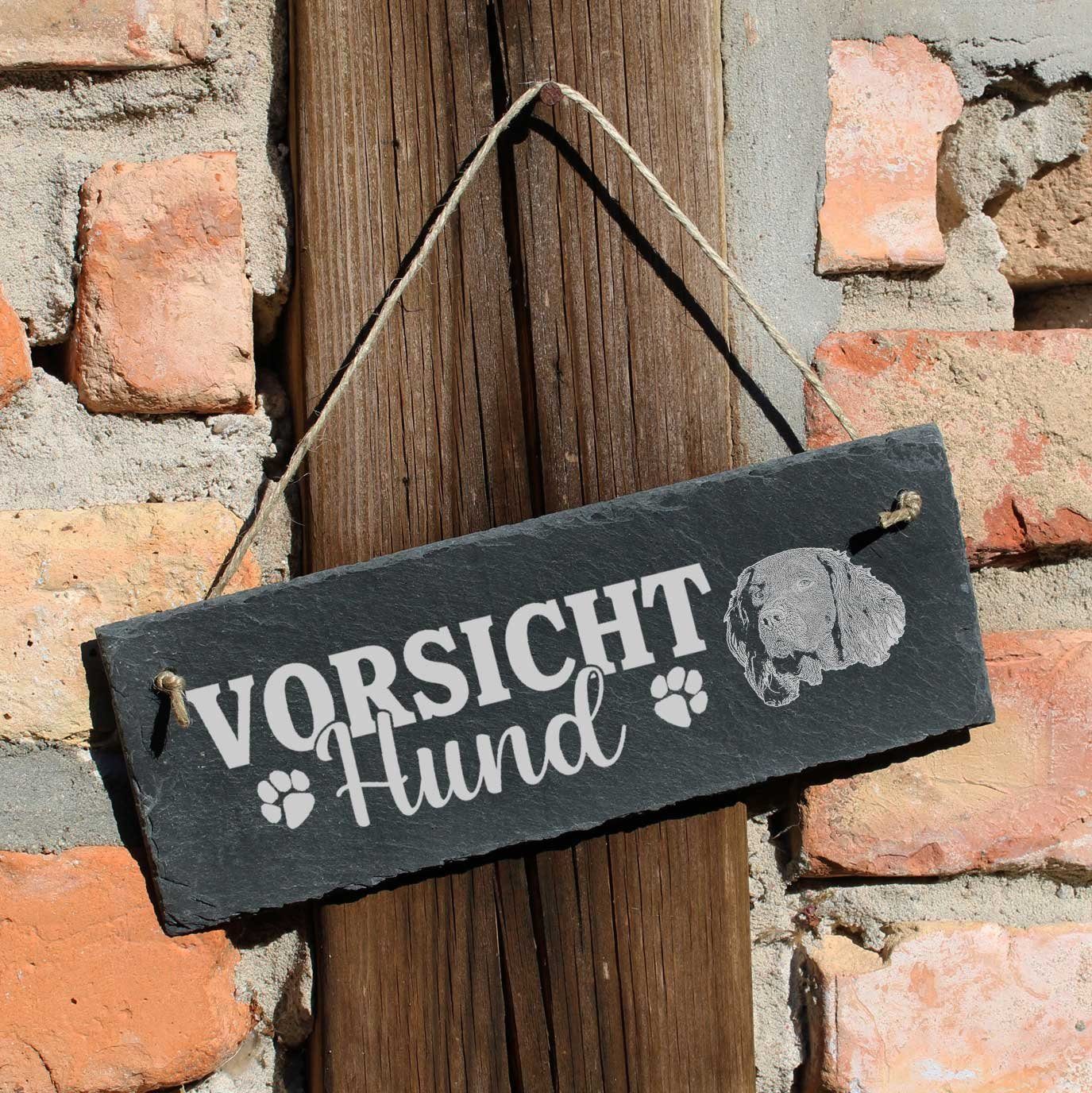 Dekolando Hängedekoration Kleiner Hund Schild 22x8cm Vorsicht Münsterländer