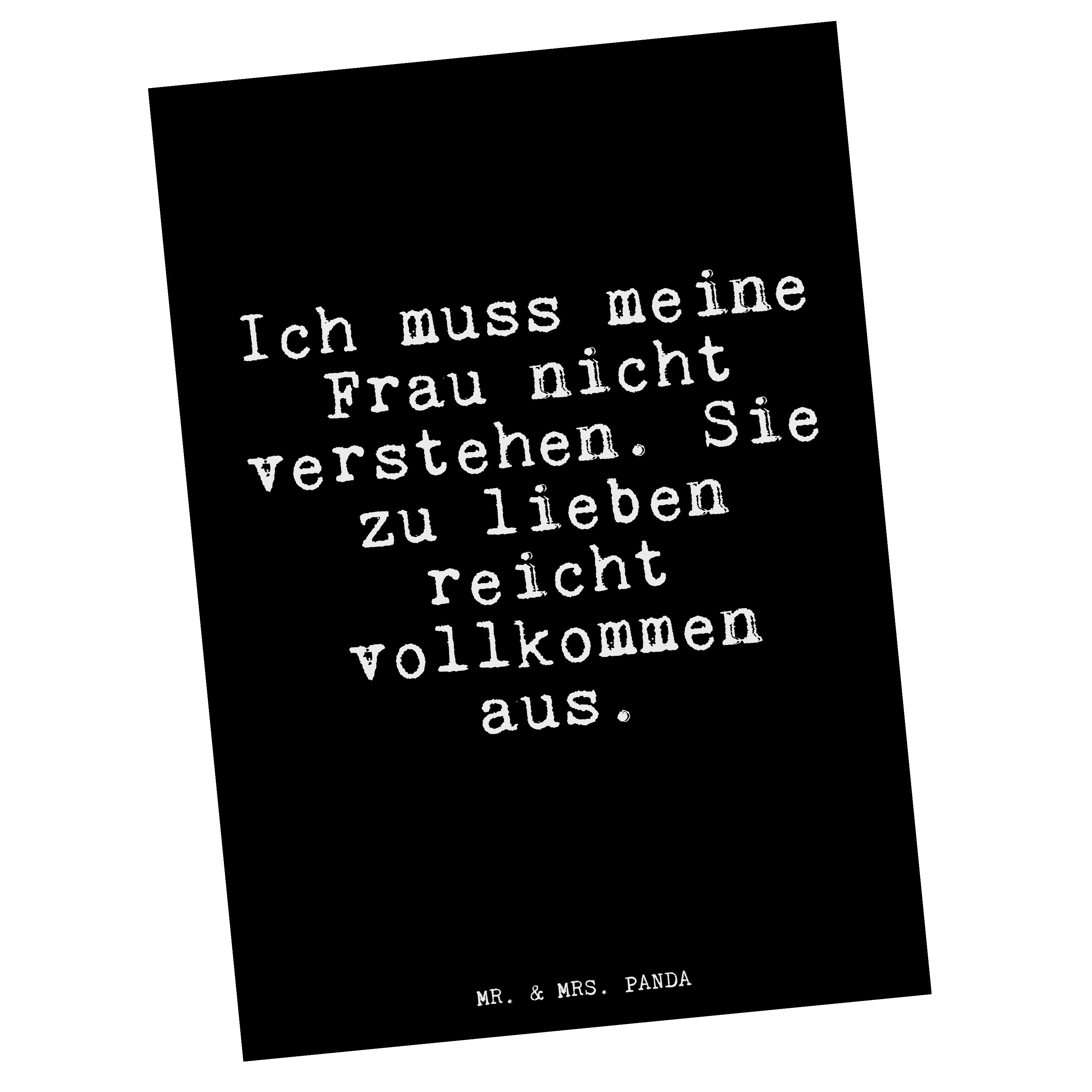 Mr. & Mrs. Panda Postkarte »Ich muss meine Frau... Schwarz Danke