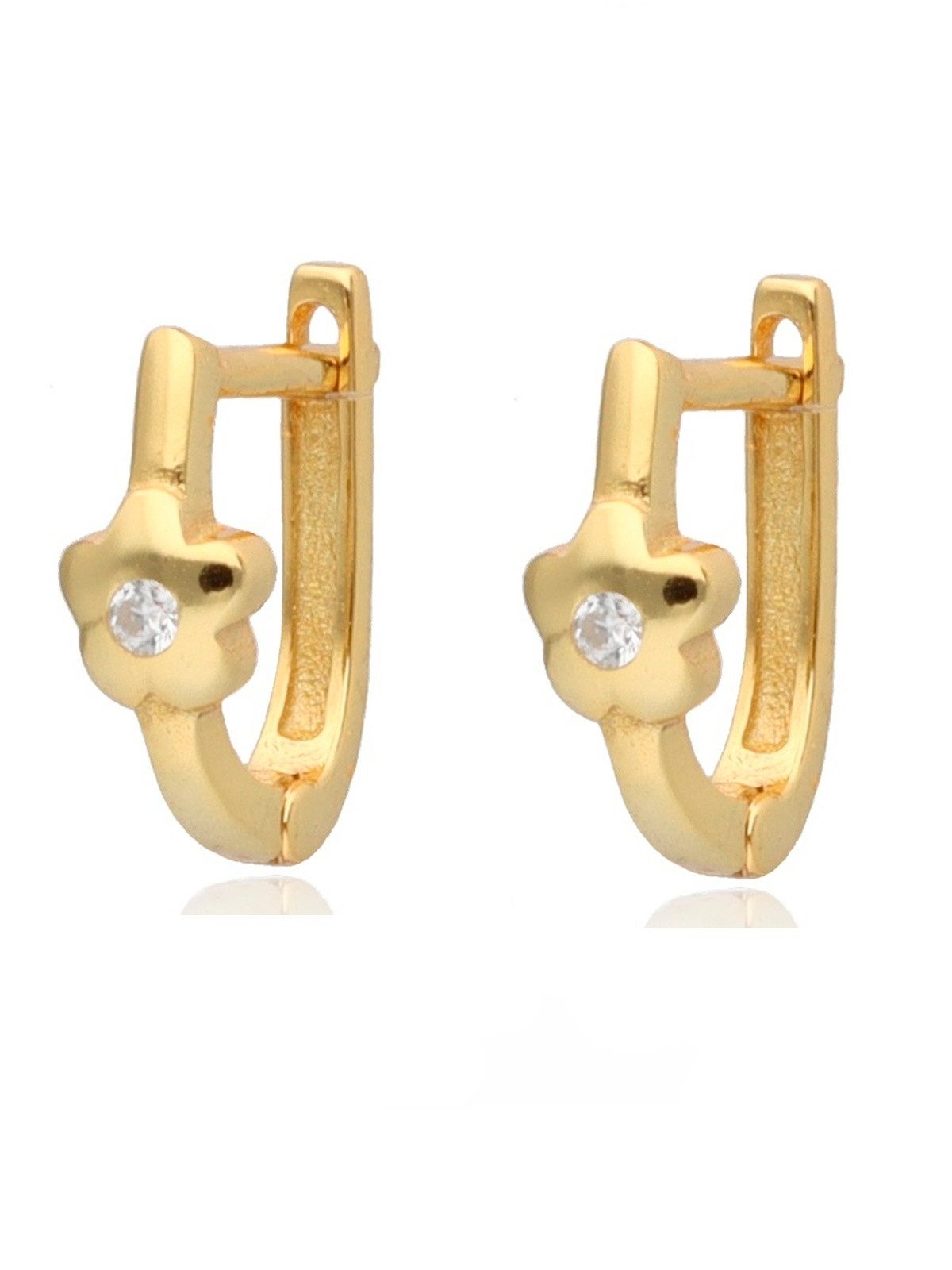 Goldene Hufeisen Klappcreolen Kinderohrringe Gold Creolen zarte Blume für Mädchen, 925 Sterling Silber, Hypoallergen