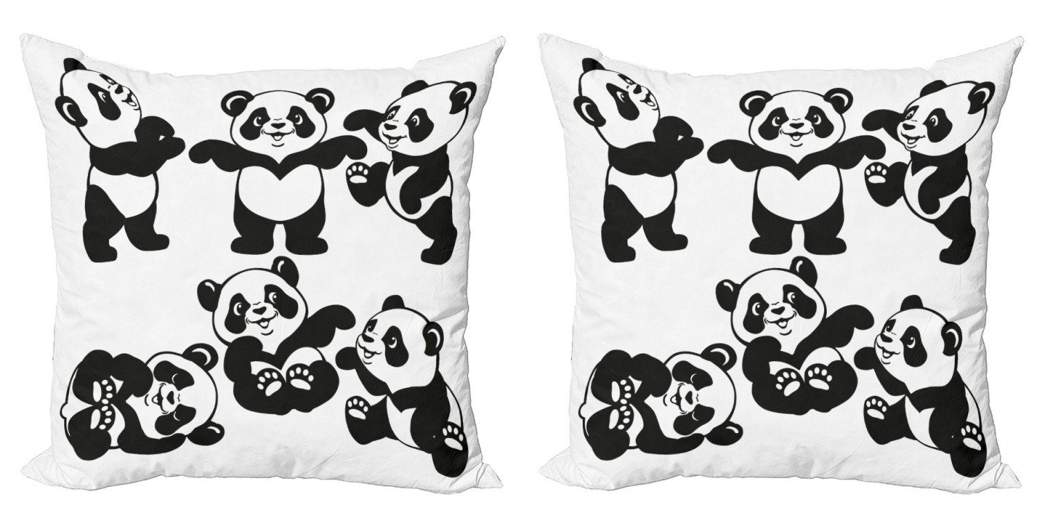 Kissenbezüge Modern Accent Doppelseitiger Digitaldruck, Abakuhaus (2 Stück), Panda Spielerische Panda-Bär Zoo