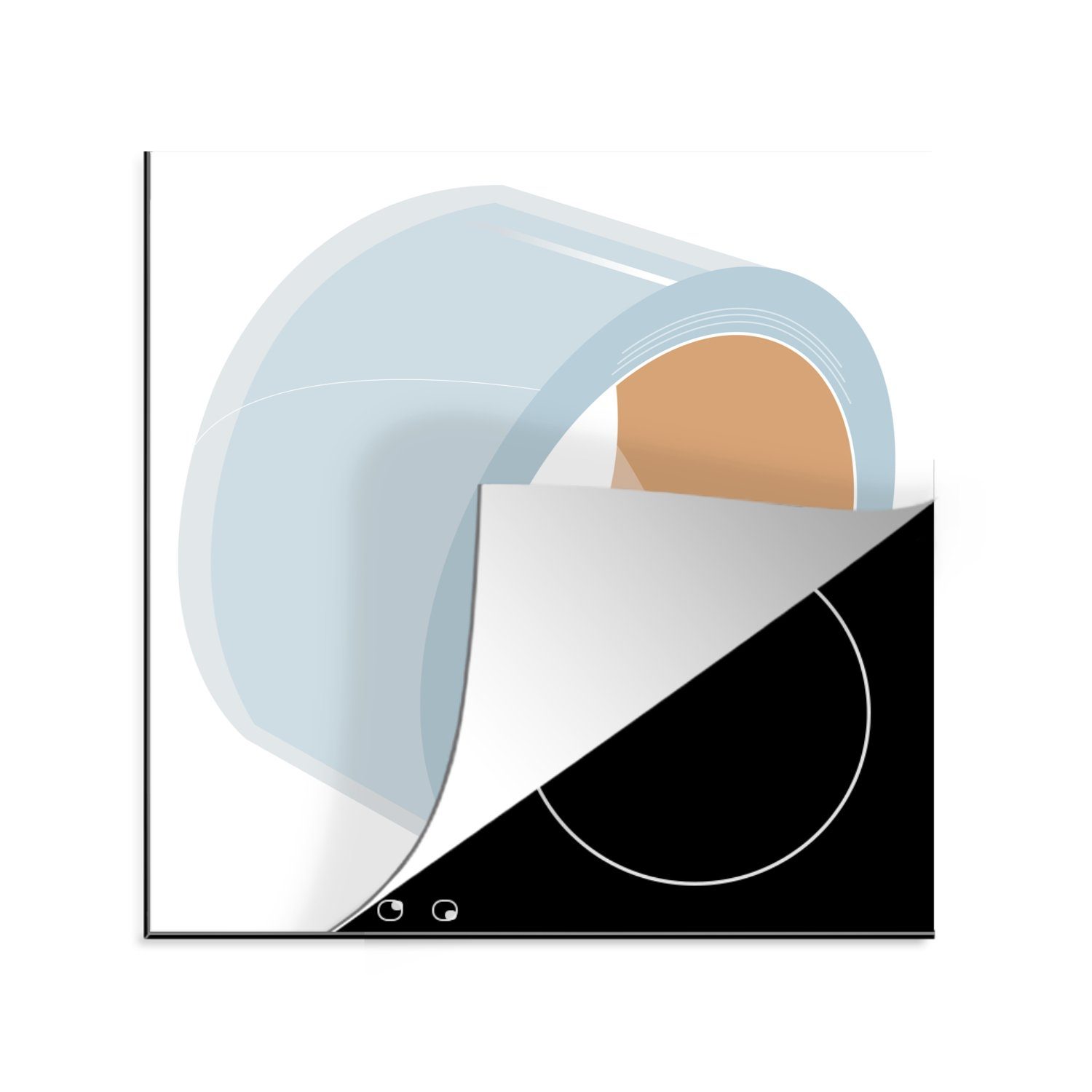 MuchoWow Herdblende-/Abdeckplatte Rolle mit weißem Klebeband, Vinyl, (1 tlg), 78x78 cm, Ceranfeldabdeckung, Arbeitsplatte für küche
