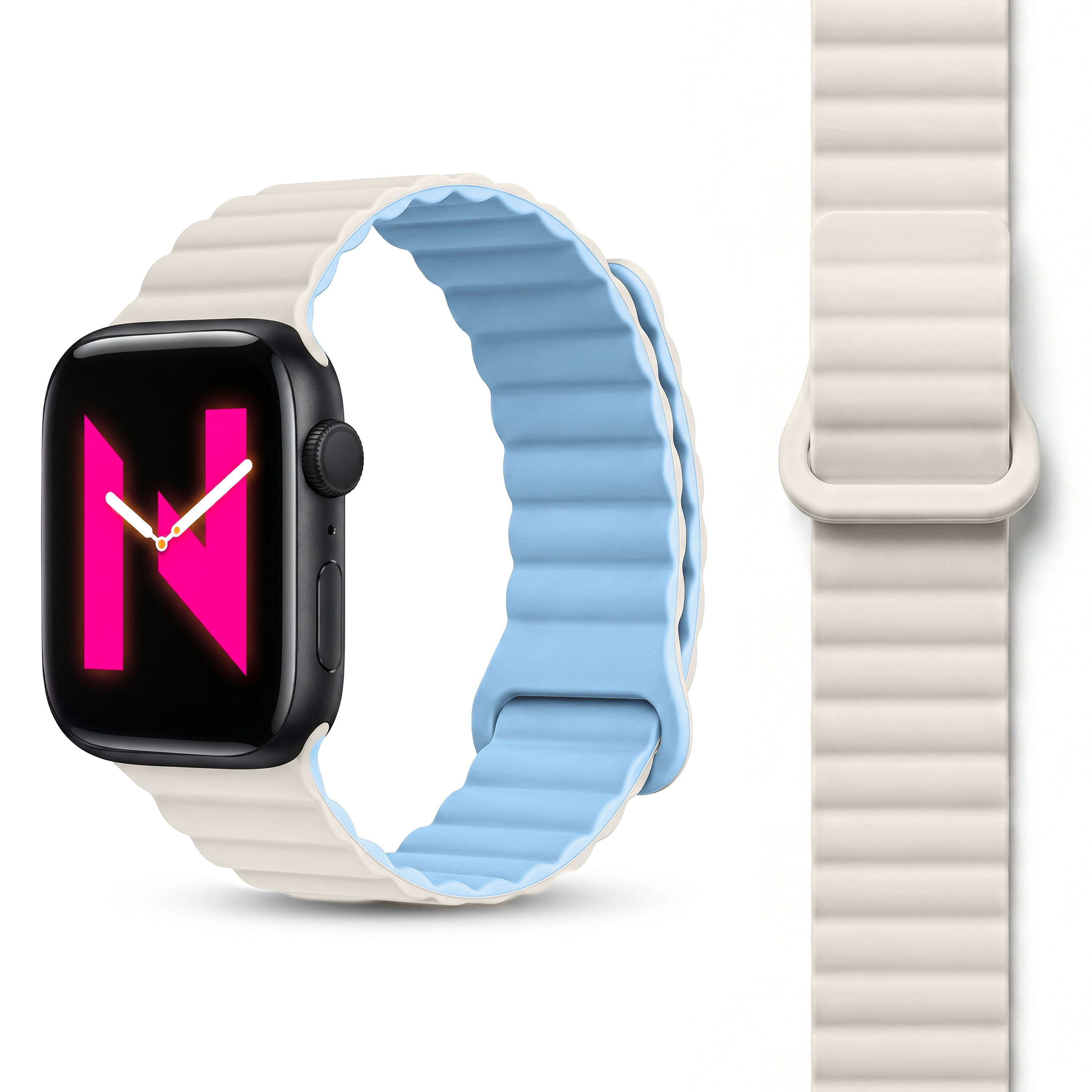Nalia Smartwatch-Armband Apple Watch 44/45/46/49mm, Magnetisches Silikon Ersatzband / für Sport Fitness Uhr / Atmungsaktiv