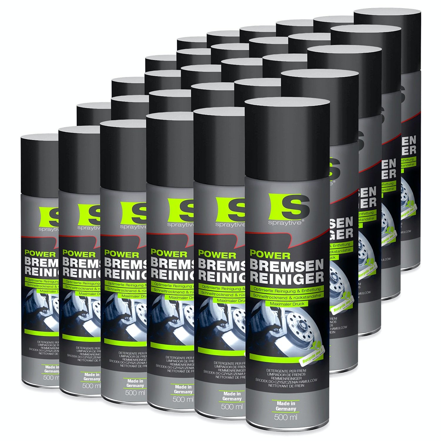 Spraytive 30x 500ml Power Teilereiniger-Spray - Hochwirksamer Kaltreiniger und Bremsenreiniger (Made in Germany)