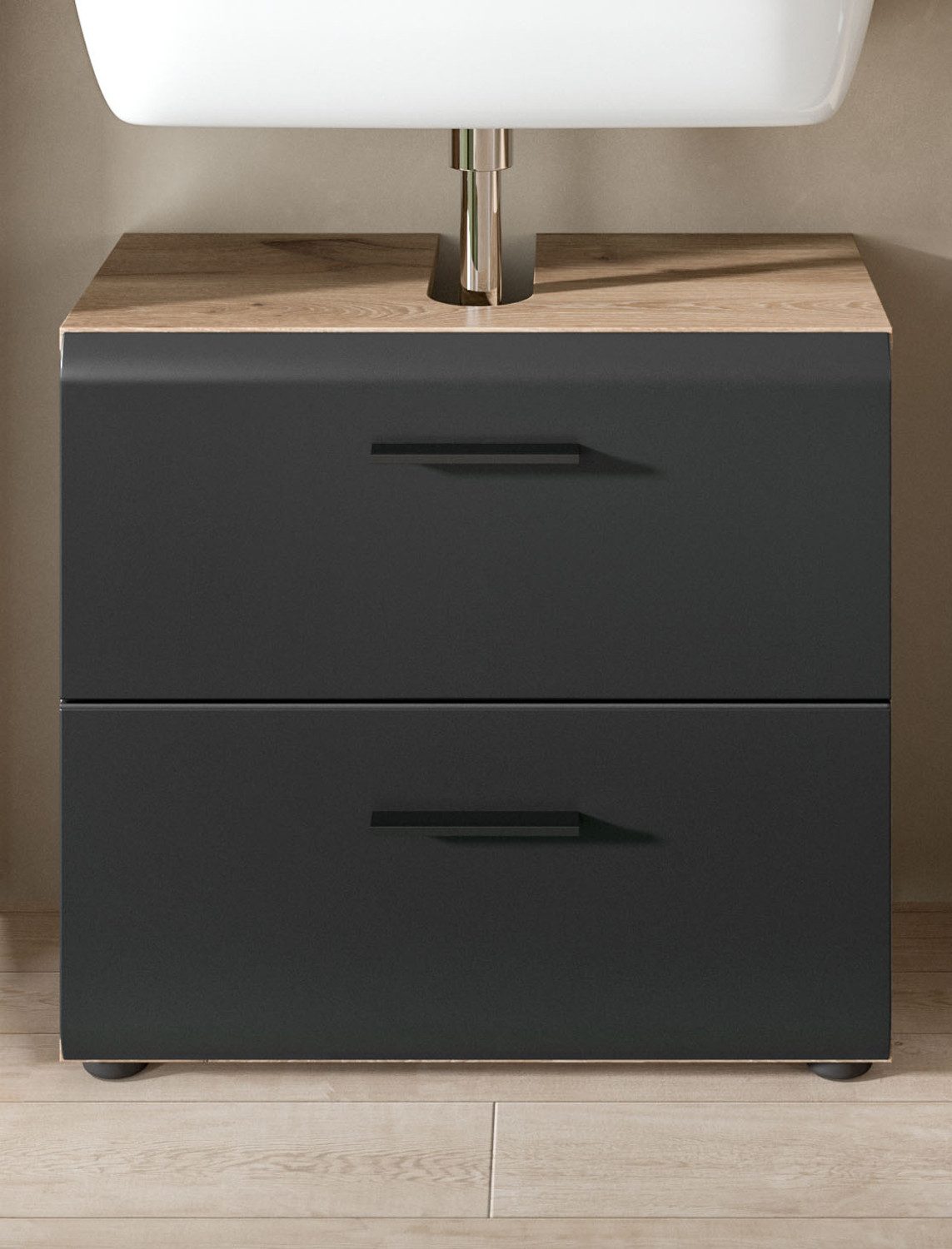 Inn.Furn Waschbeckenunterschrank Cover (Badschrank Schwarz und Eiche, 60 x günstig online kaufen