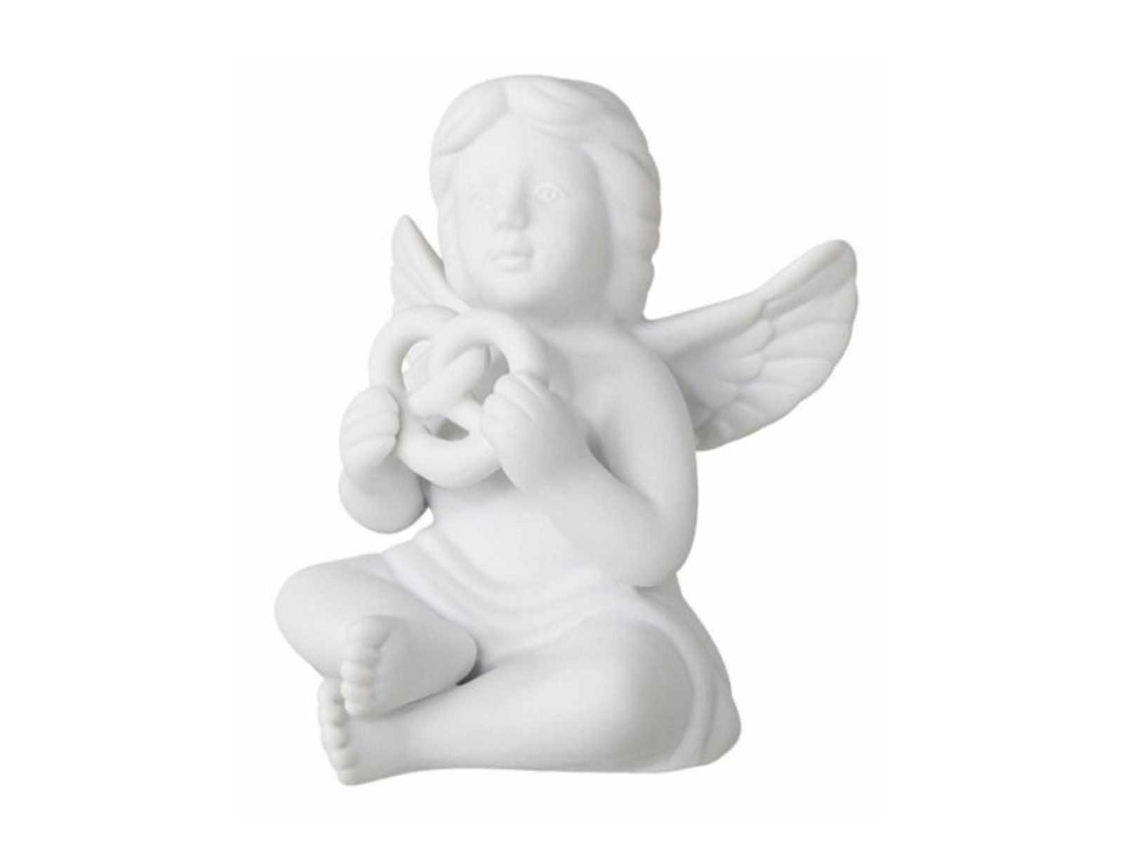 Rosenthal Dekofigur Engel klein Weiss matt Engel mit Brezel 6,5cm