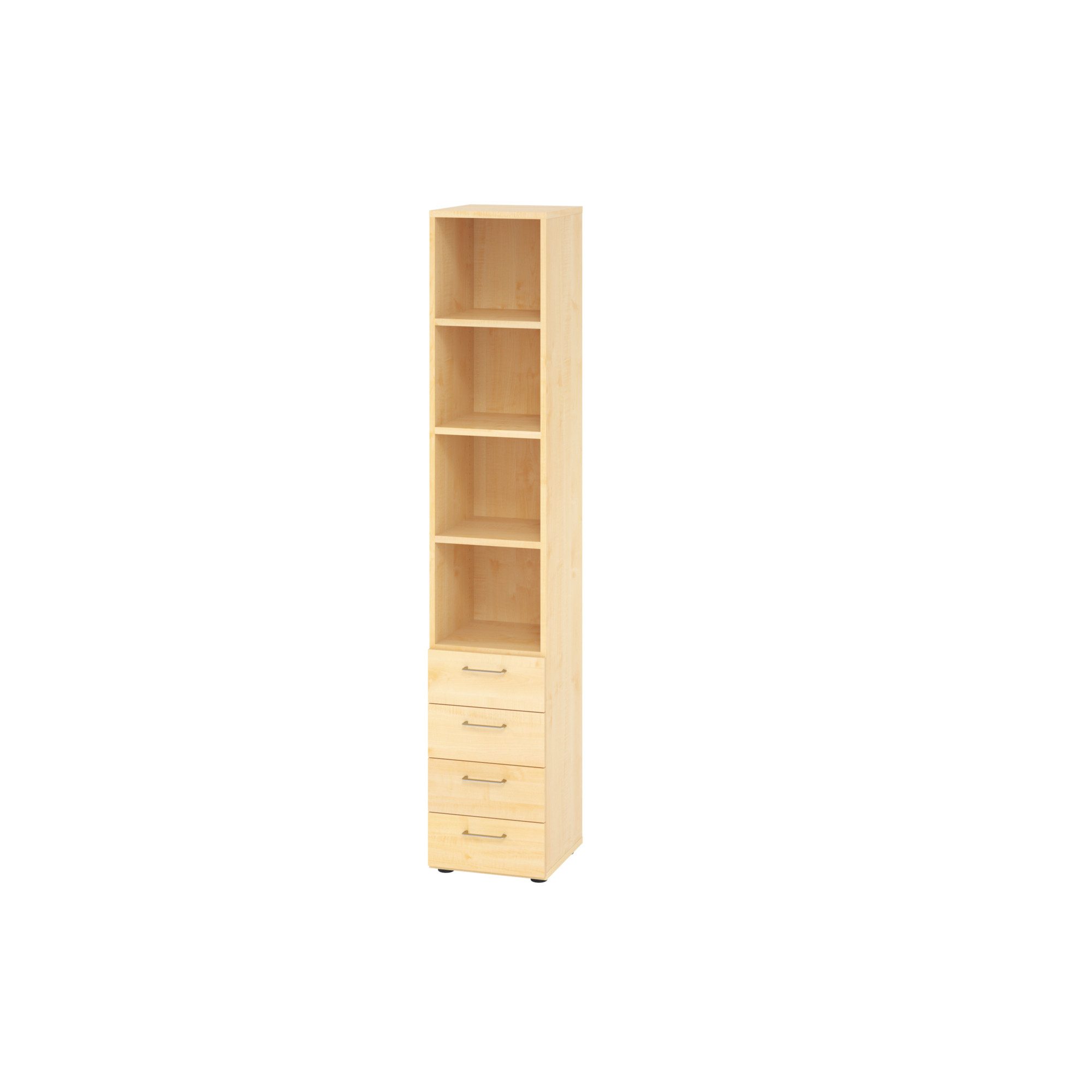 Aktenschrank Regal 6OH 4 Schübe Ahorn/Ahorn