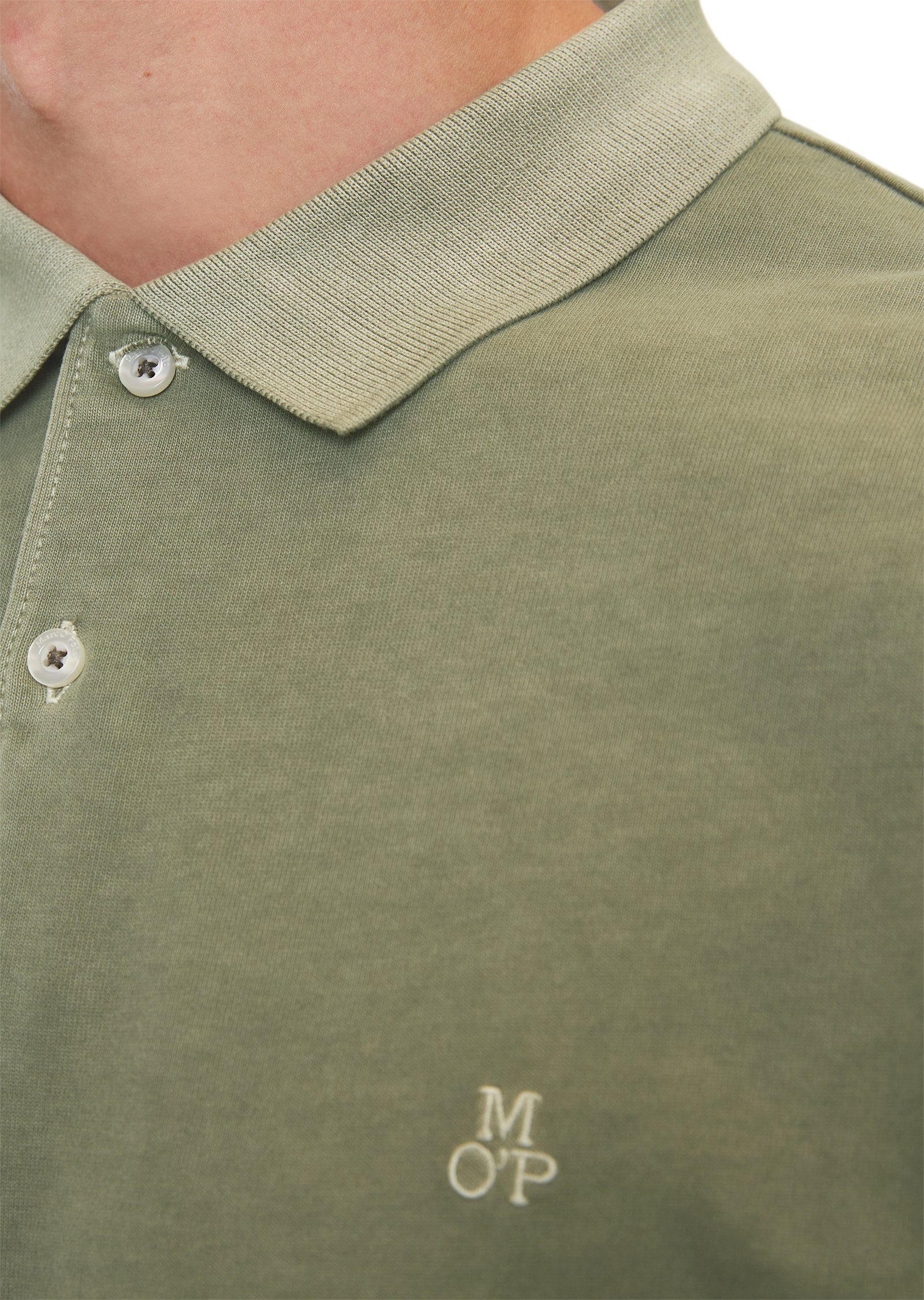 Langarm-Poloshirt O'Polo Marc aus reiner Bio-Baumwolle grün