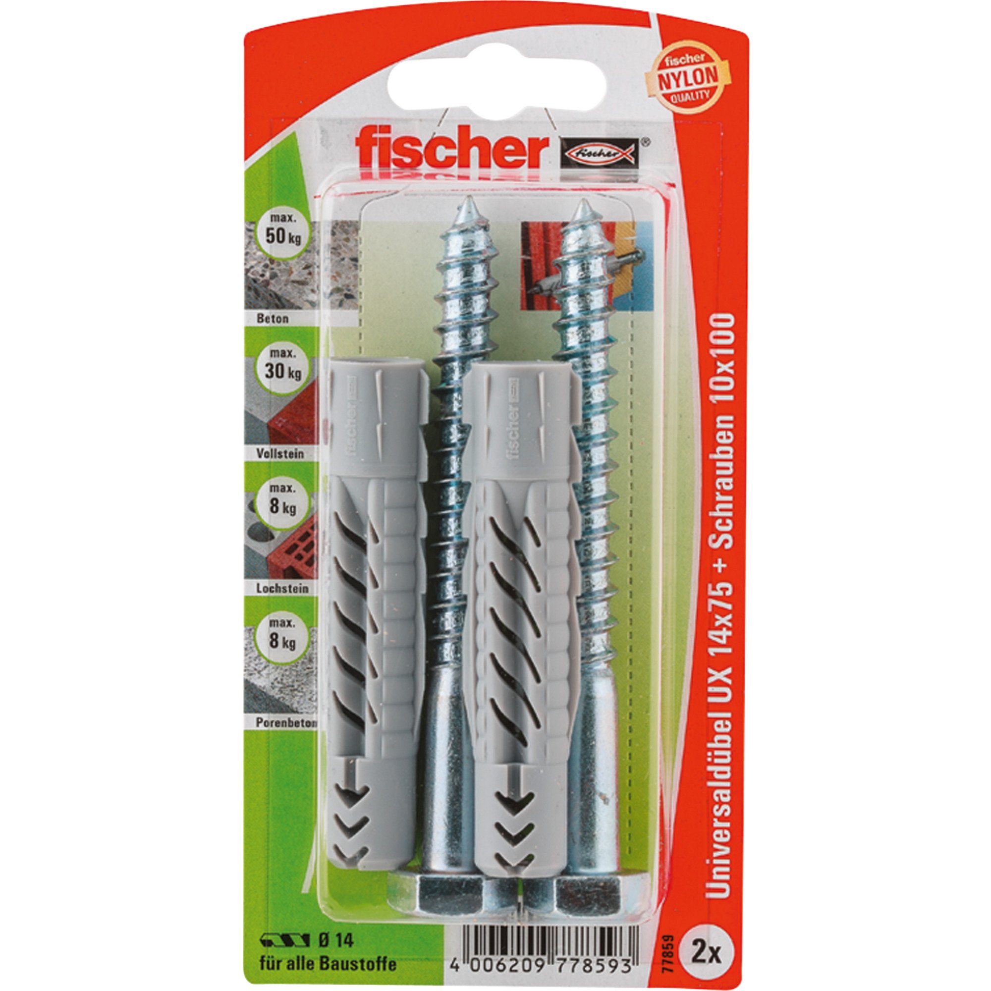 Fischer Universaldübel fischer Universaldübel UX 14x75 S K, Дюбель, (2