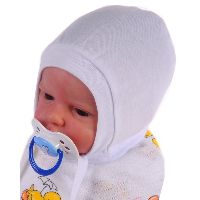 La Bortini Erstlingsmütze Mütze für Neugeborene Baby Haube Mützchen in Weiß 34 36 38 40