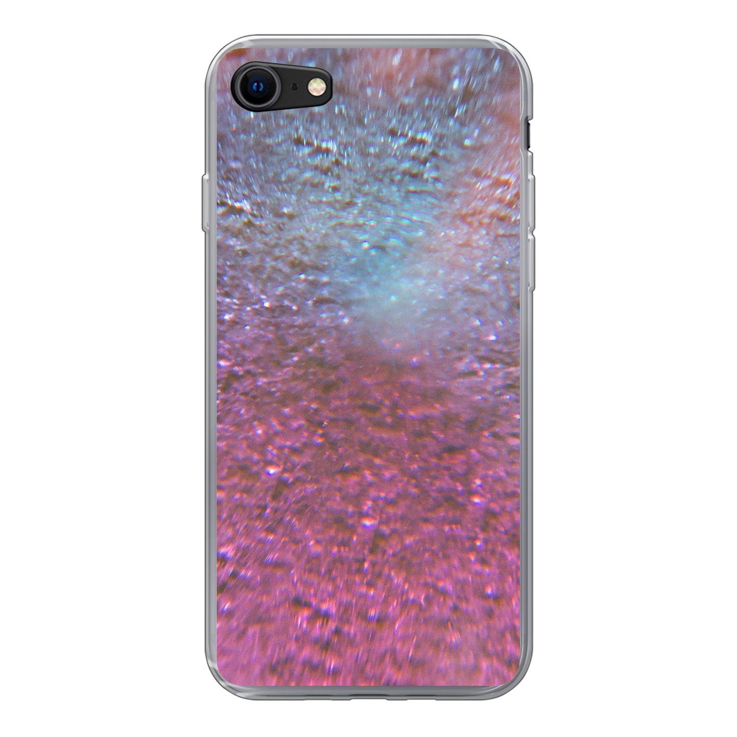 MuchoWow Handyhülle für Apple iPhone 8 Rosa - Glitzer - Abstrakt - Design - Blau, Smartphone-Bumper, Print, Handy Schutzhülle Dünn