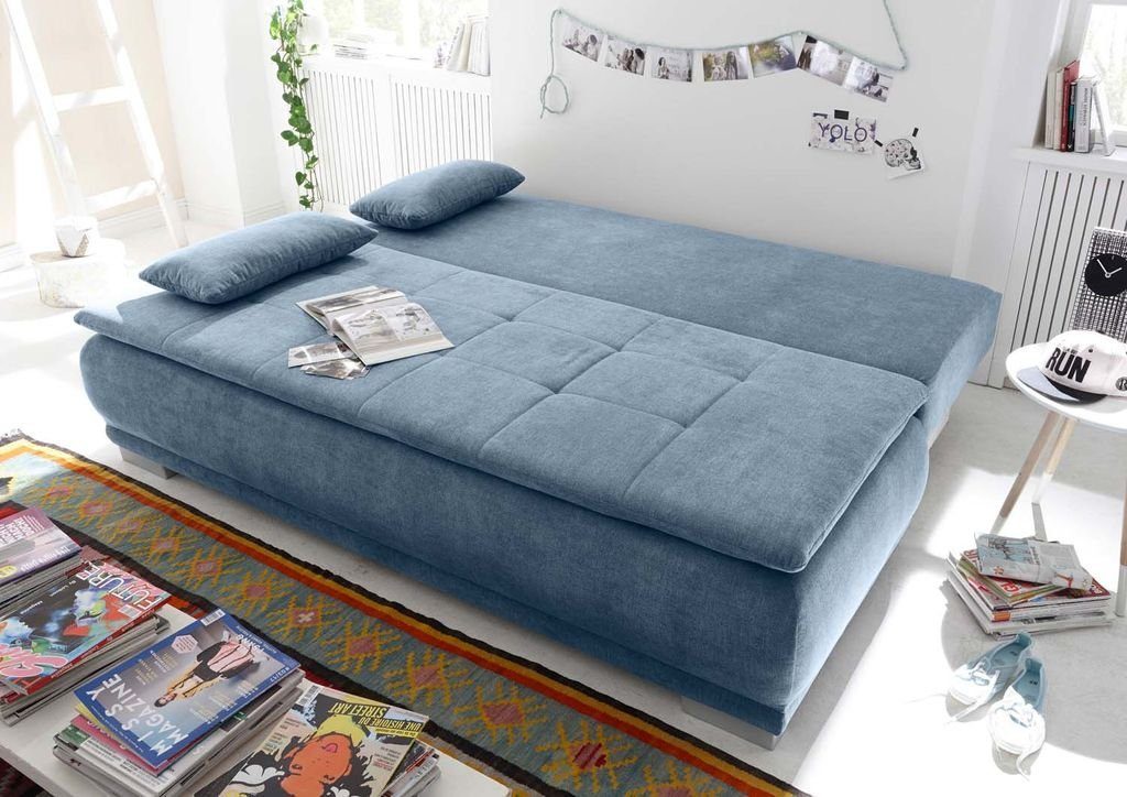 ED Blau Schlafsofa, 211x103 EXCITING Schlafsofa (Denim) DESIGN Couch Sofa cm Luigi Schlafcouch