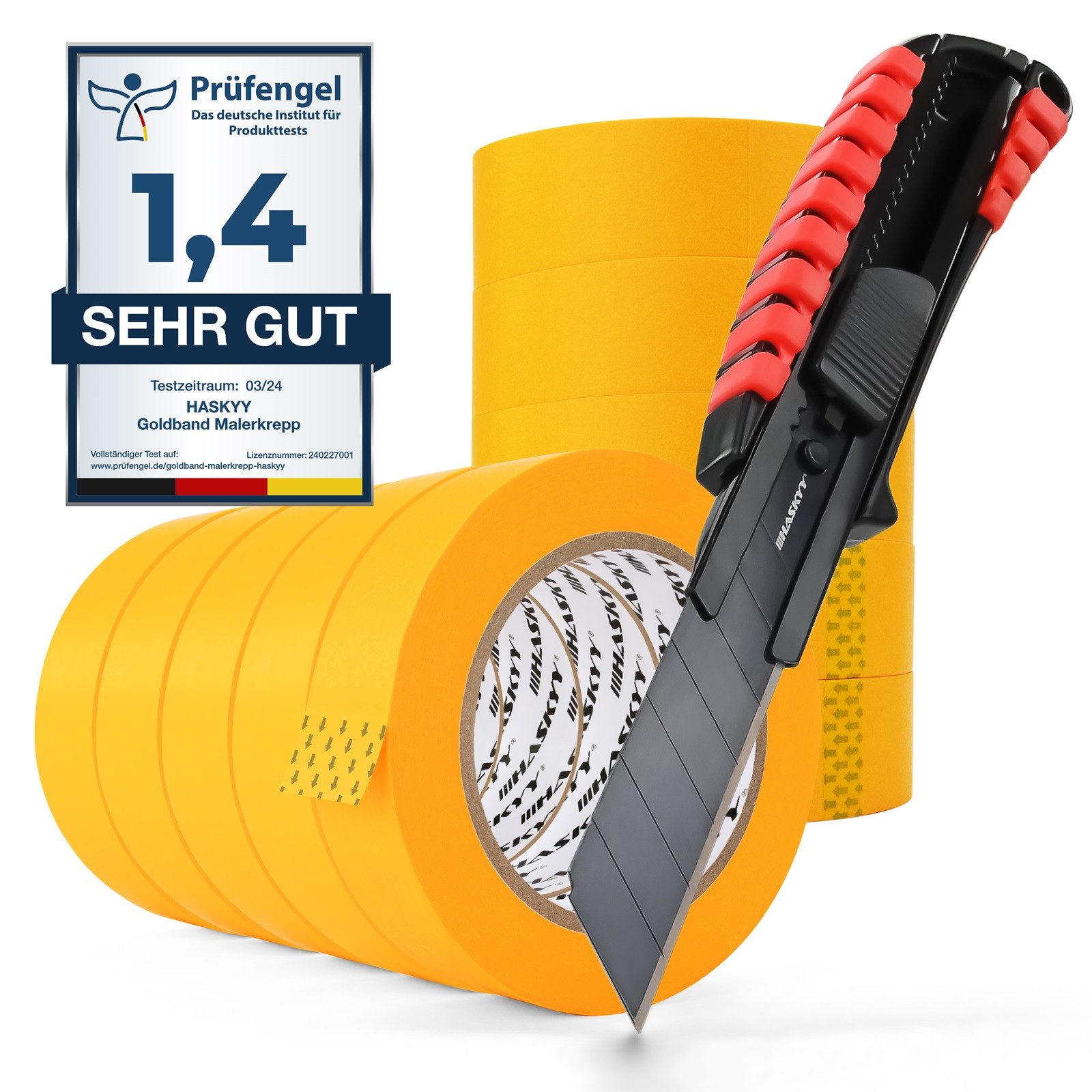 Kreppband Kreppband 10x Goldband 30mmx50m Profi Malerkrepp & Premium Cuttermesse