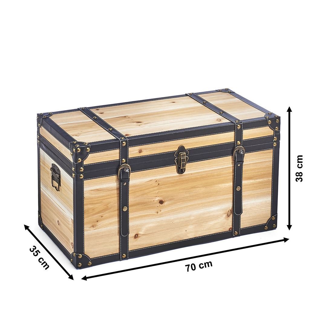 Kobolo Truhe Schatztruhe Holztruhe FLORENCE mit Details, Aufbewahrungstruhe Staura (1 St), Größe M