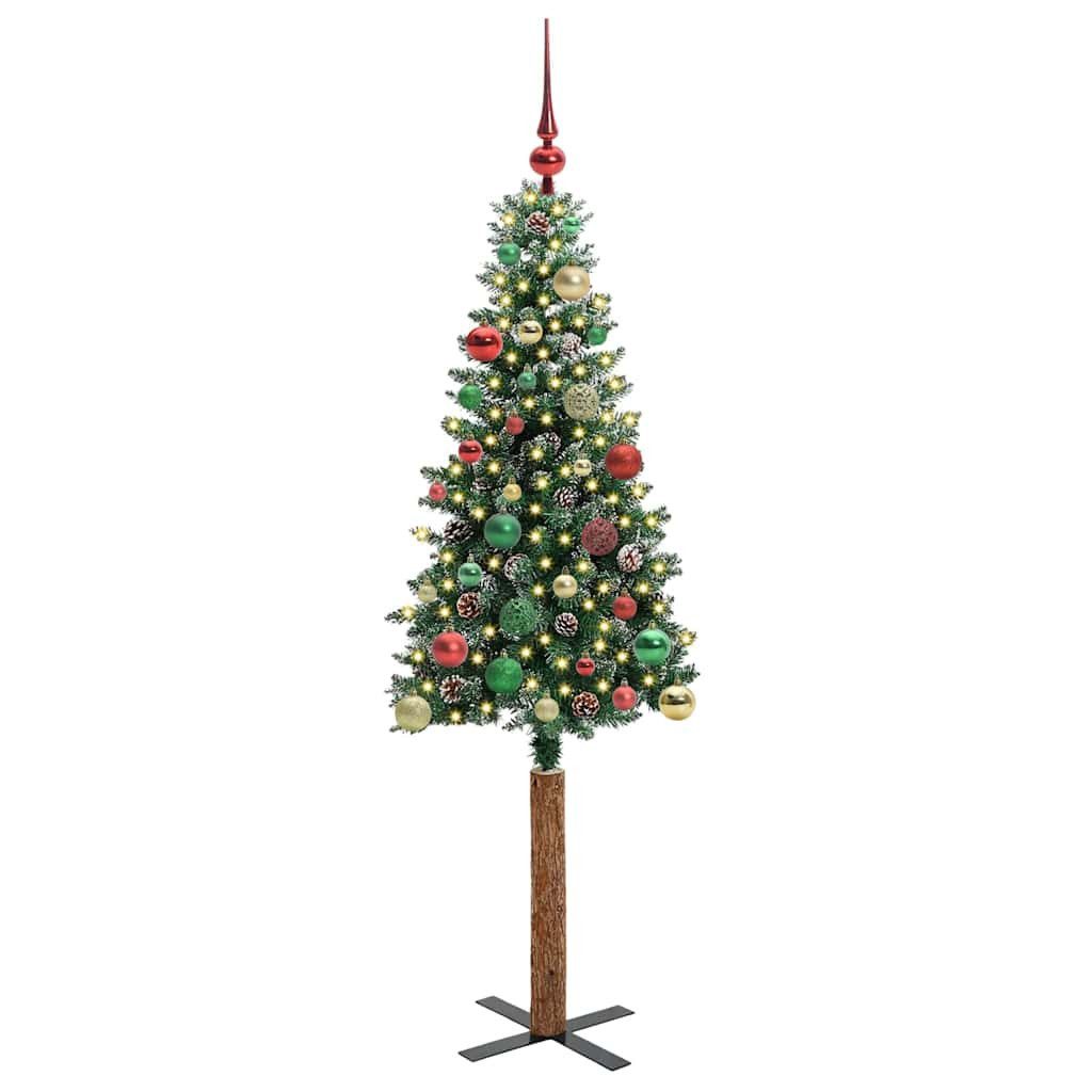 vidaXL LED Baum Schlanker Weihnachtsbaum mit 150 LEDs mit Ständer Grün 150 cm