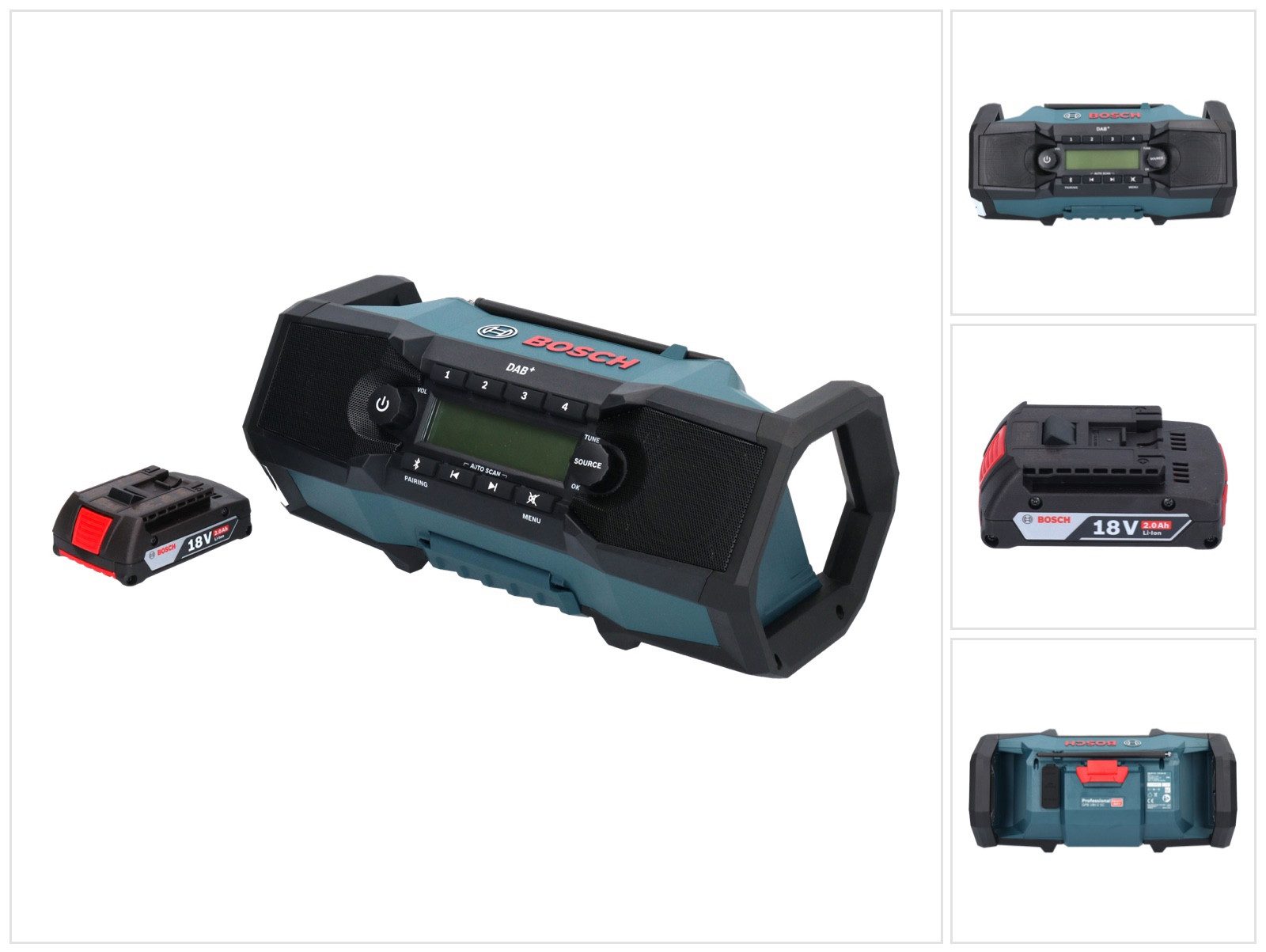 Bosch Professional GPB 18V-2 SC Professional Akku Baustellenradio 18 V DAB+ Bluetooth AU Baustellenradio