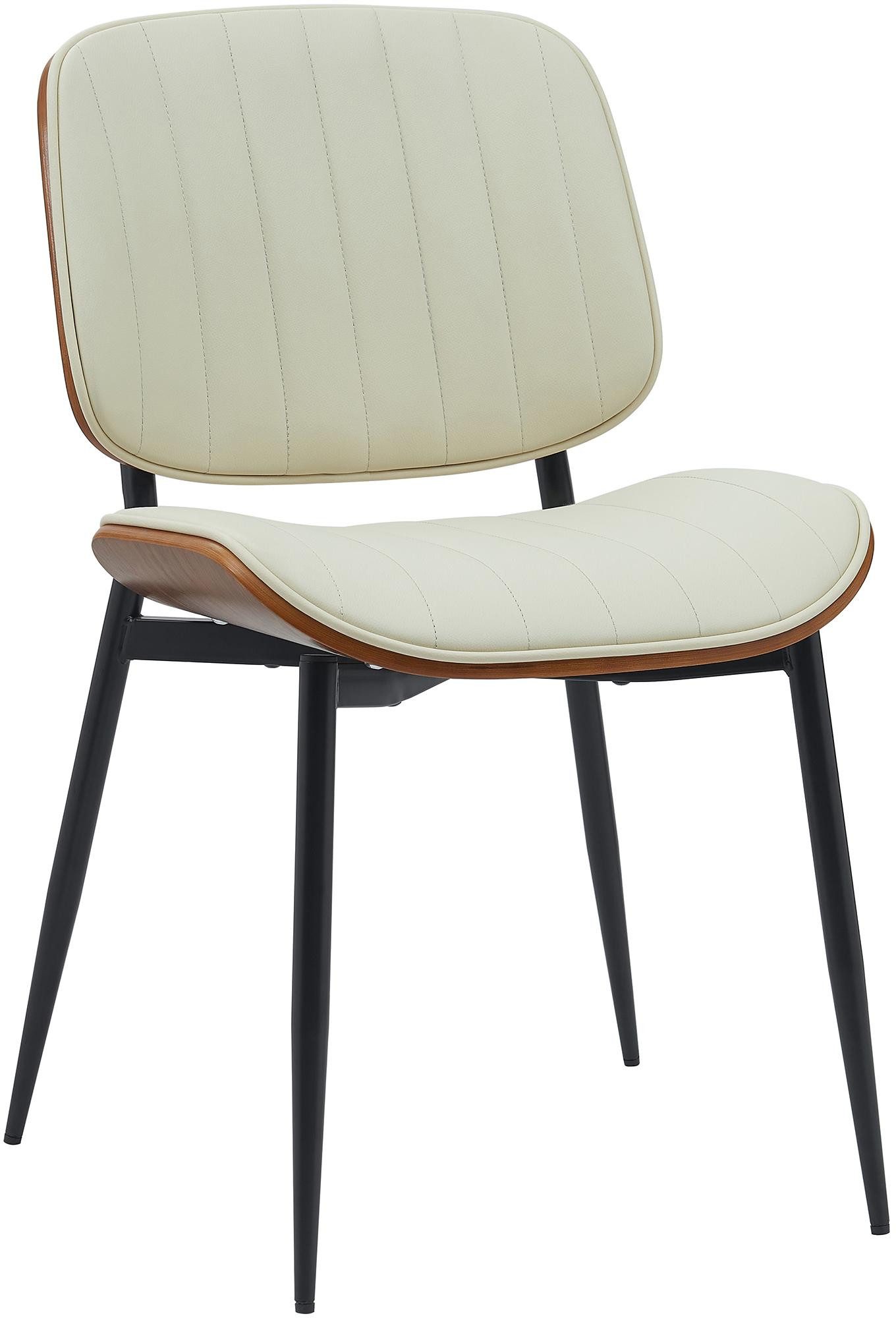 TPFLiving Stuhl Tivora (Pflegeleichte Oberflächen & robuste Materialien), Maße (TxBxH): 57 x 49 x 83cm - Farbe: walnuss/creme