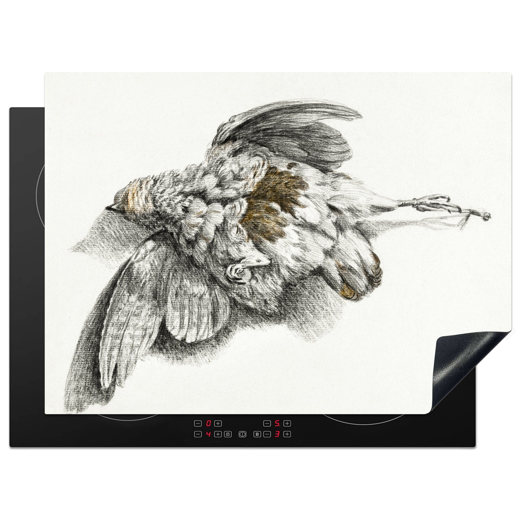 MuchoWow Herdblende-/Abdeckplatte Toter Vogel - Gemälde von Jean Bernard, Vinyl, (1 tlg), 70x52 cm, Mobile Arbeitsfläche nutzbar, Ceranfeldabdeckung