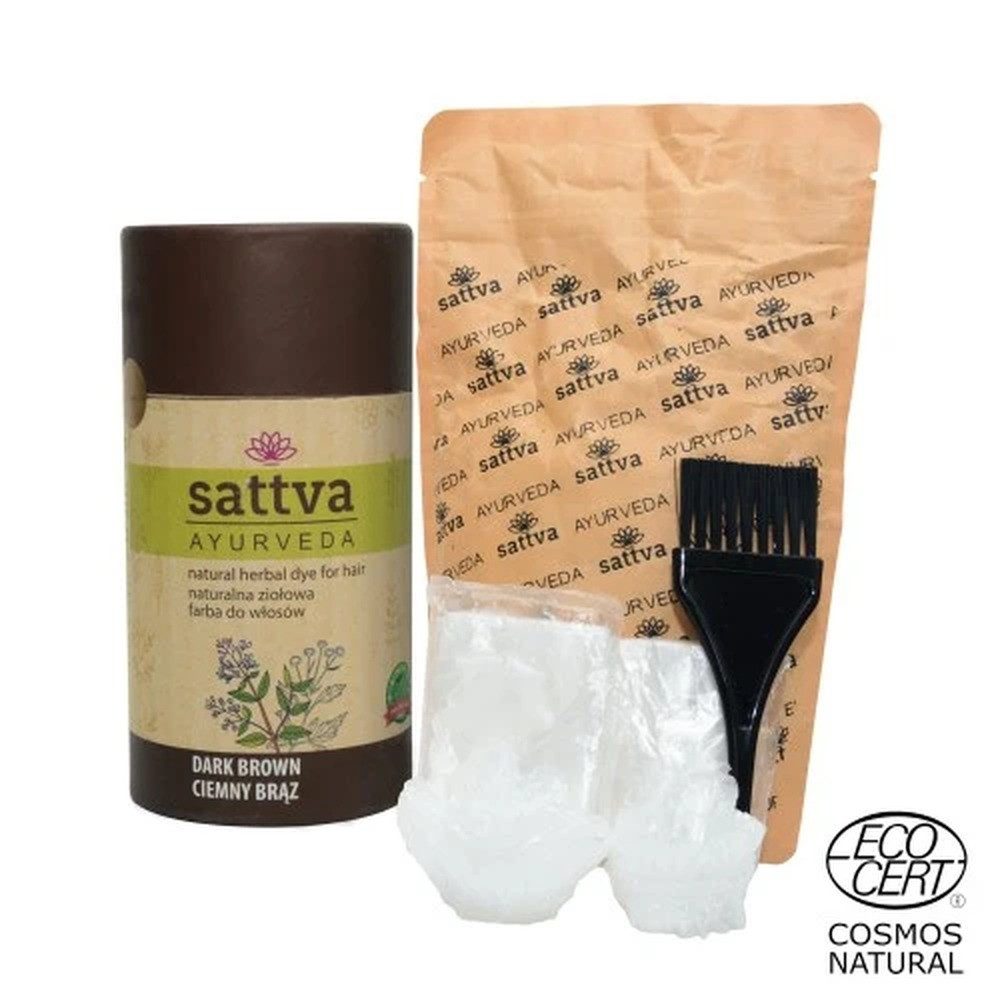 Sattva Haarfarbe natürlicher Kräuterhaarfarbstoff Dunkelbraun 150g