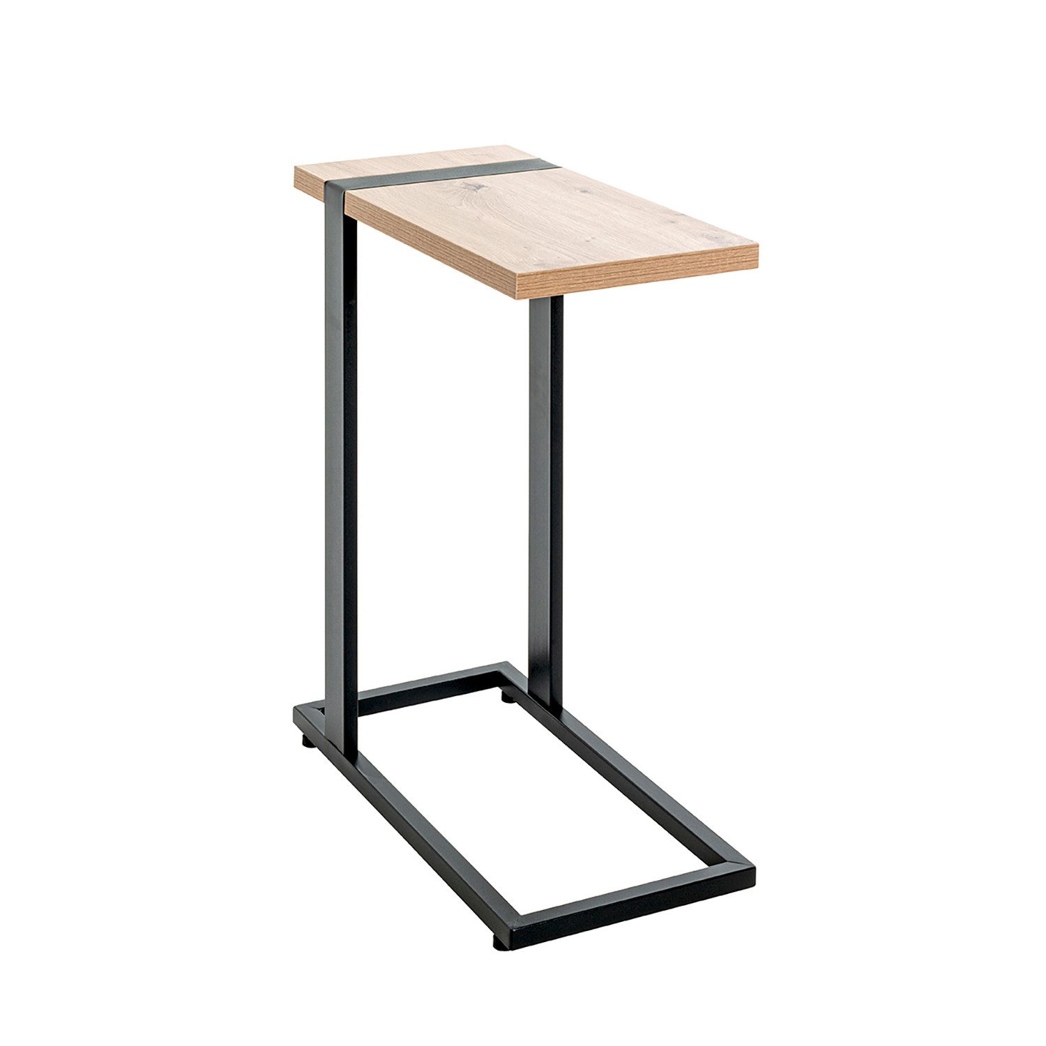 HAKU Beistelltisch SARAGOSSA 2 Tisch - eiche-schwarz - Metall, Spanplatte - H. 64cm (1xBeistelltisch, Dekotisch - kleiner Tisch), Tisch - Ablagetisch - Couchtisch - Sofatisch