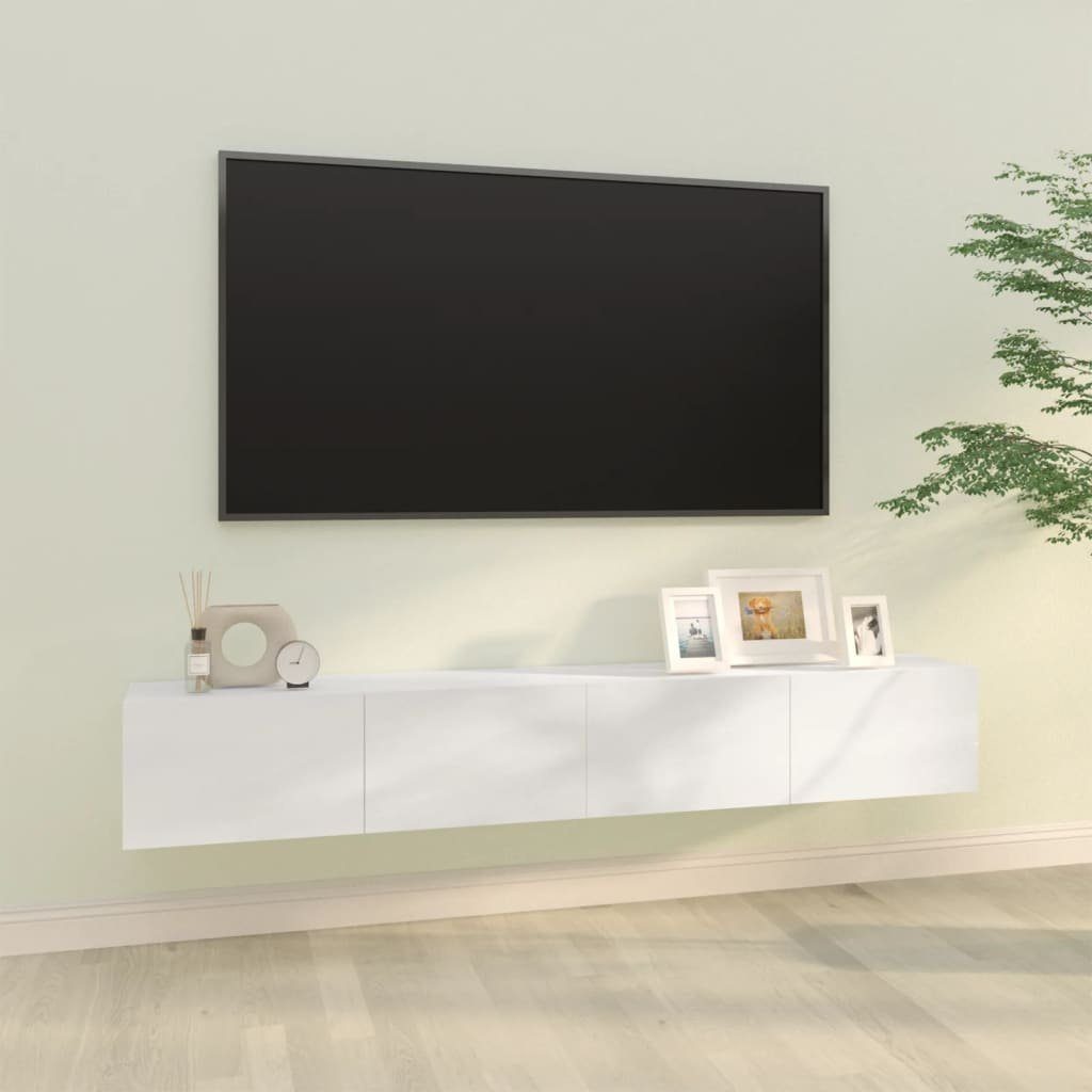 Holzwerkstoff (2-St) 2 Hochglanz-Weiß vidaXL 100x30x30cm Stk. TV-Wandschränke TV-Schrank