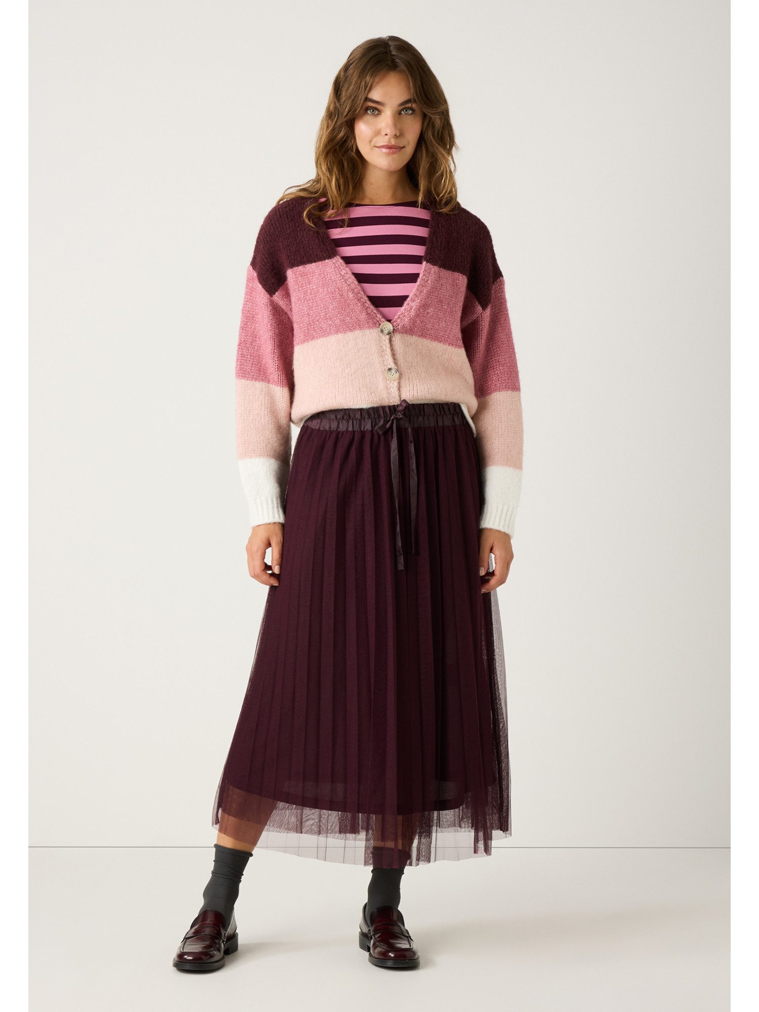 MORE&MORE Cardigan weiche Streifen-Kuschelstrickjacke günstig online kaufen