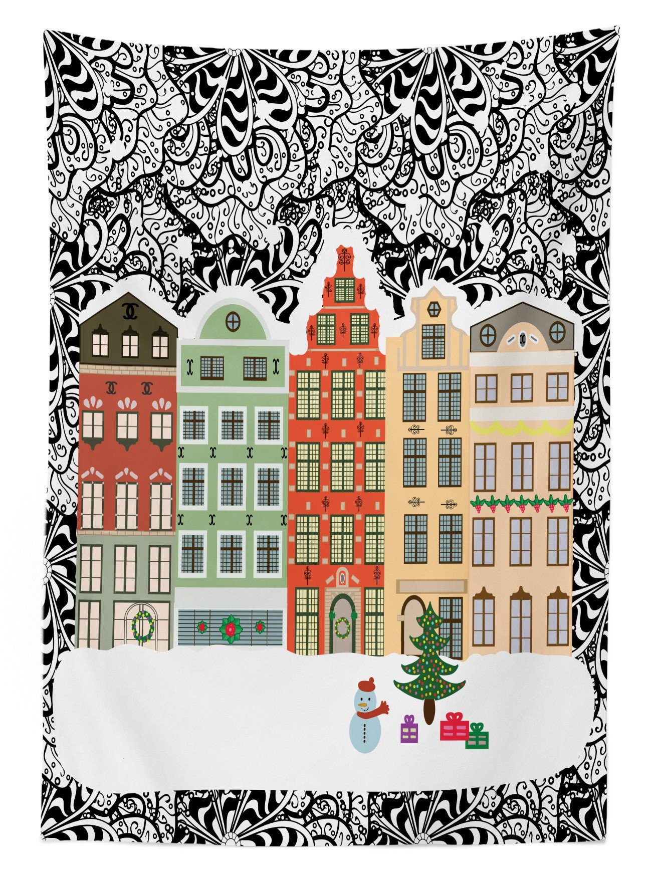Abakuhaus Tischdecke Farbfest Waschbar Heiligabend Europäische Winter geeignet Für Stadt den Farben, Klare Bereich Außen