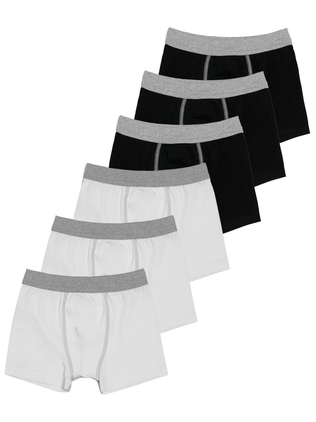 Sweety for Kids Boxershorts 6er Sparpack Knaben Shorts Single Jersey (Spar-Set, 6-St) gerader Beinausschnitt schwarz weiss
