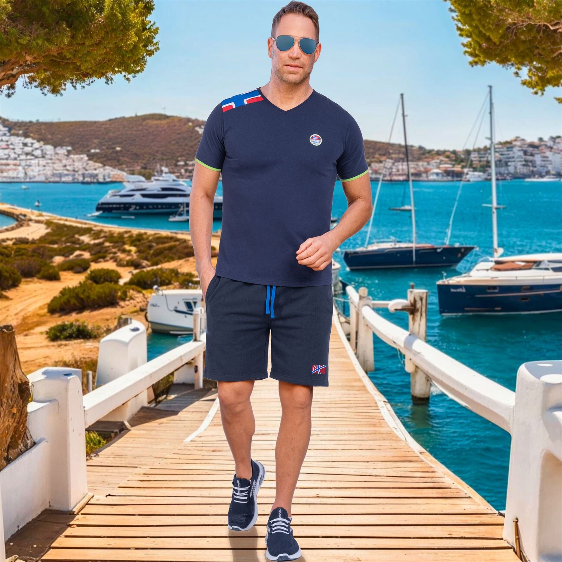 Nebulus T-Shirt NORRY, P6864 - Herren, navy-lime, XXL