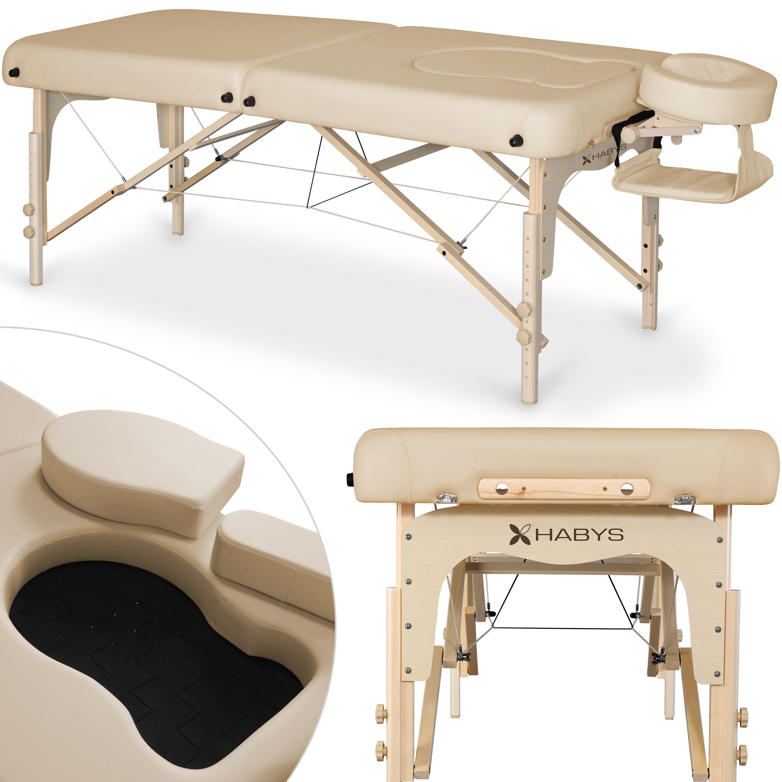Habys Massageliege Olivia für Schwangere Mobile Massagetisch Tragbar Beige 184x70