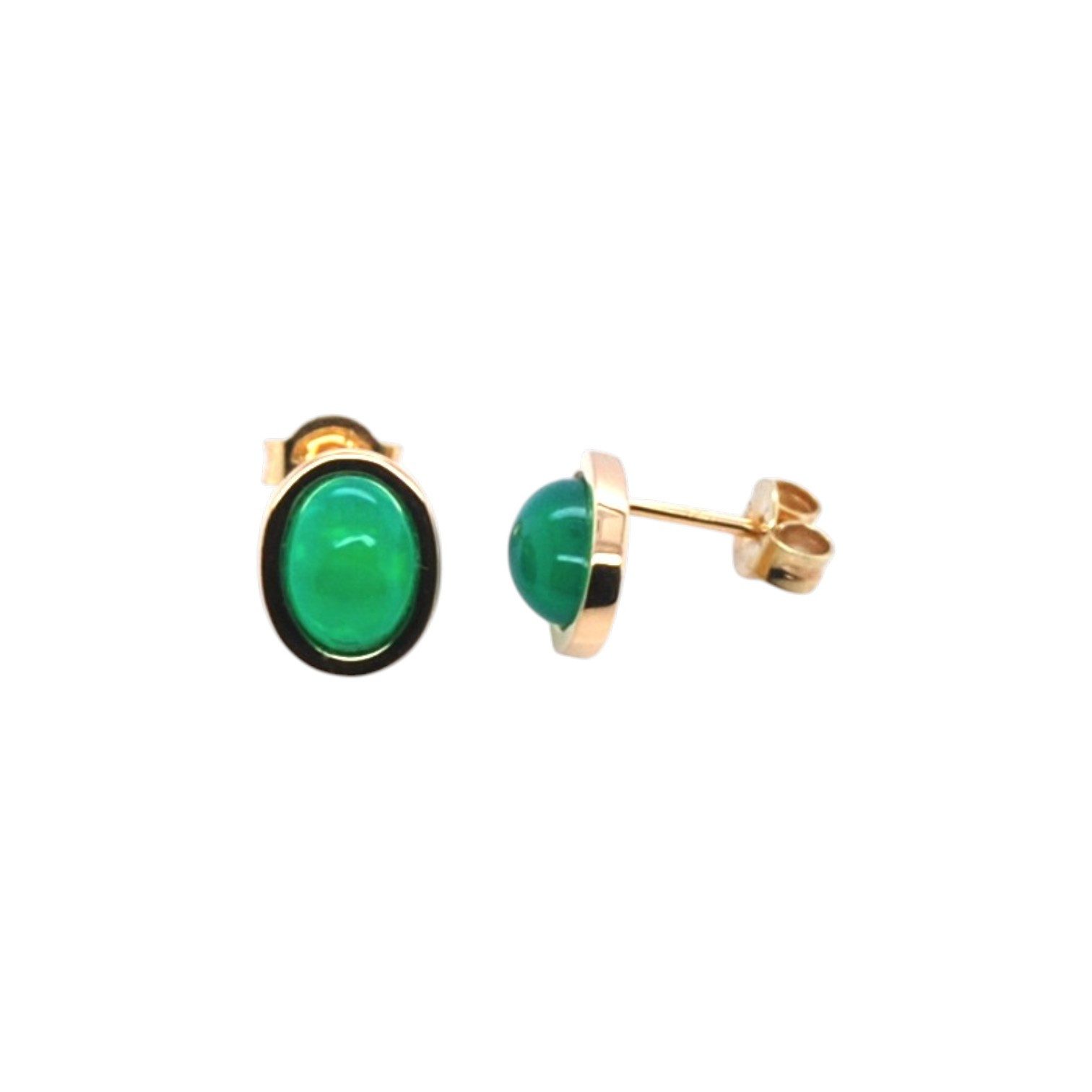 Sogni d'oro Paar Ohrstecker mit grünem behandelten Opal, Silber 925 vergoldet