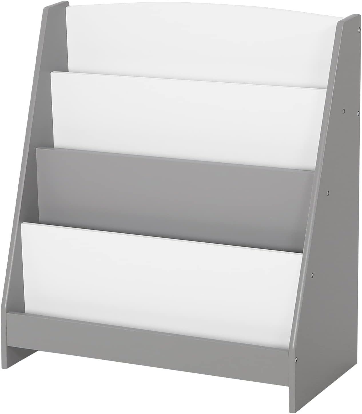 EUGAD Kinderregal, 1-tlg., Bücherregal Weiß+Grau aus Fächer offenen mit MDF 4