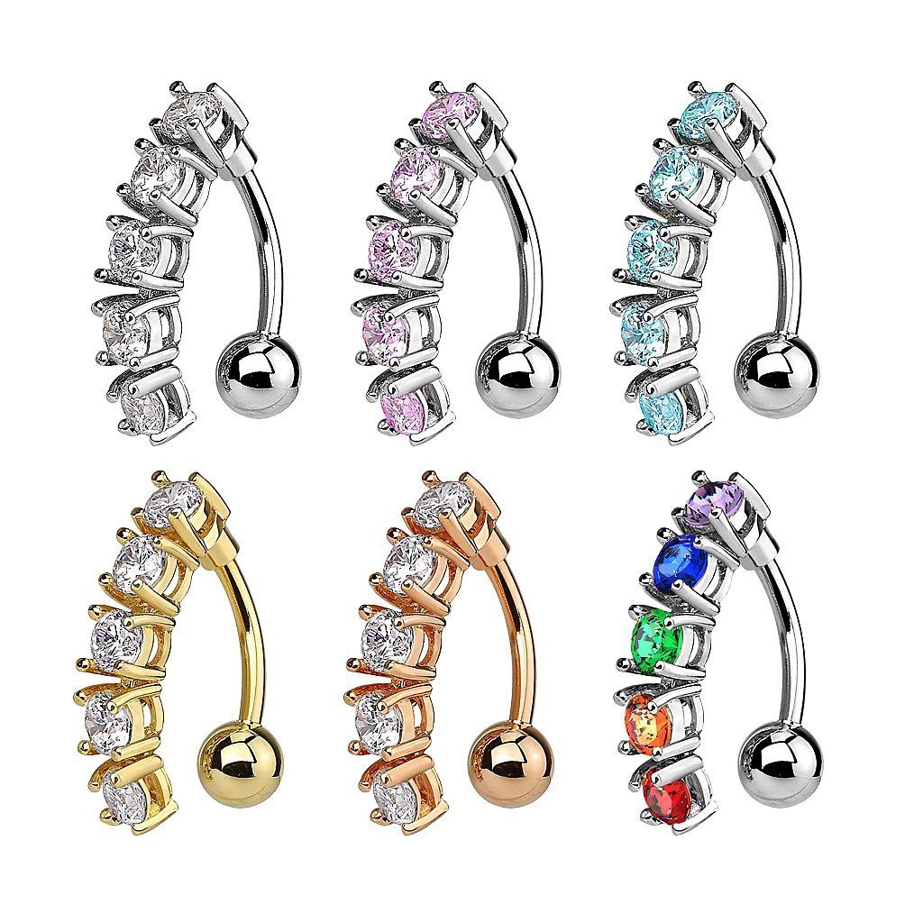 Taffstyle Bauchnabelpiercing Piercing Chirurgenstahl 5 Kristalle, Bauchnabe günstig online kaufen