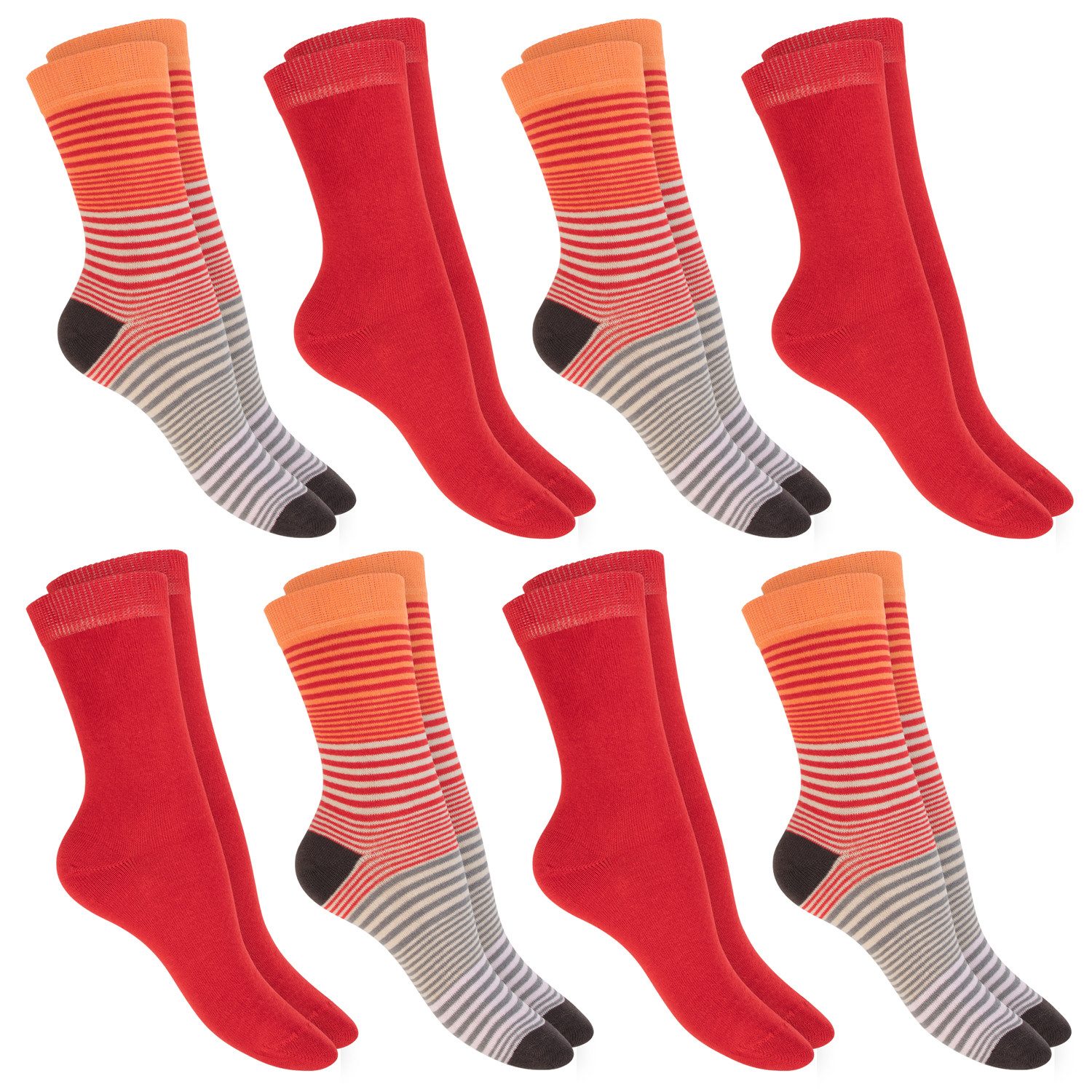 celodoro Basicsocken Damen Socken (8 Paar) mit Ringel-/Blockstreifen & Komfortbund