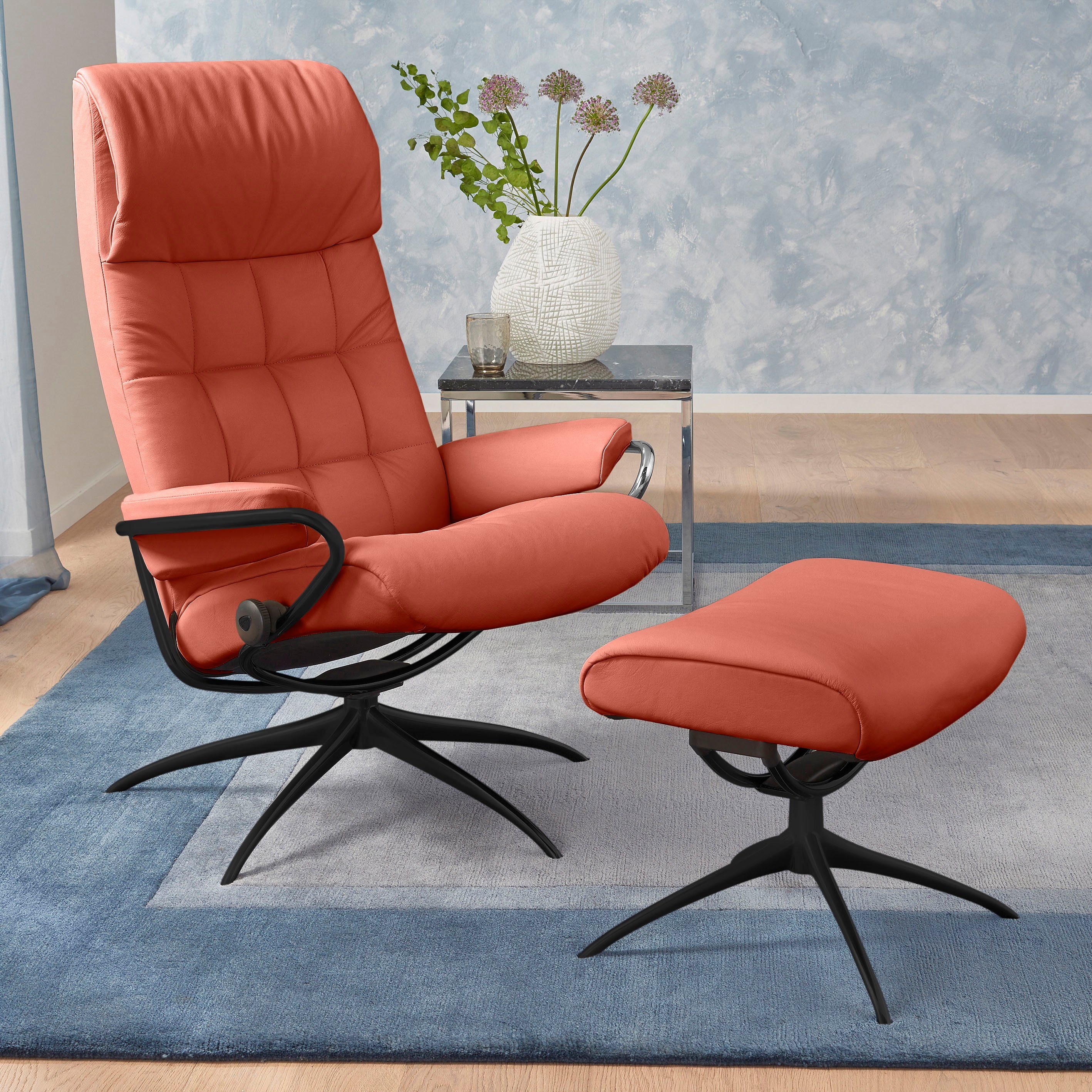 Stressless® Relaxsessel London (Set, Relaxsessel mit Hocker), mit Hocker, High Back, mit Star Base, Gestell Schwarz
