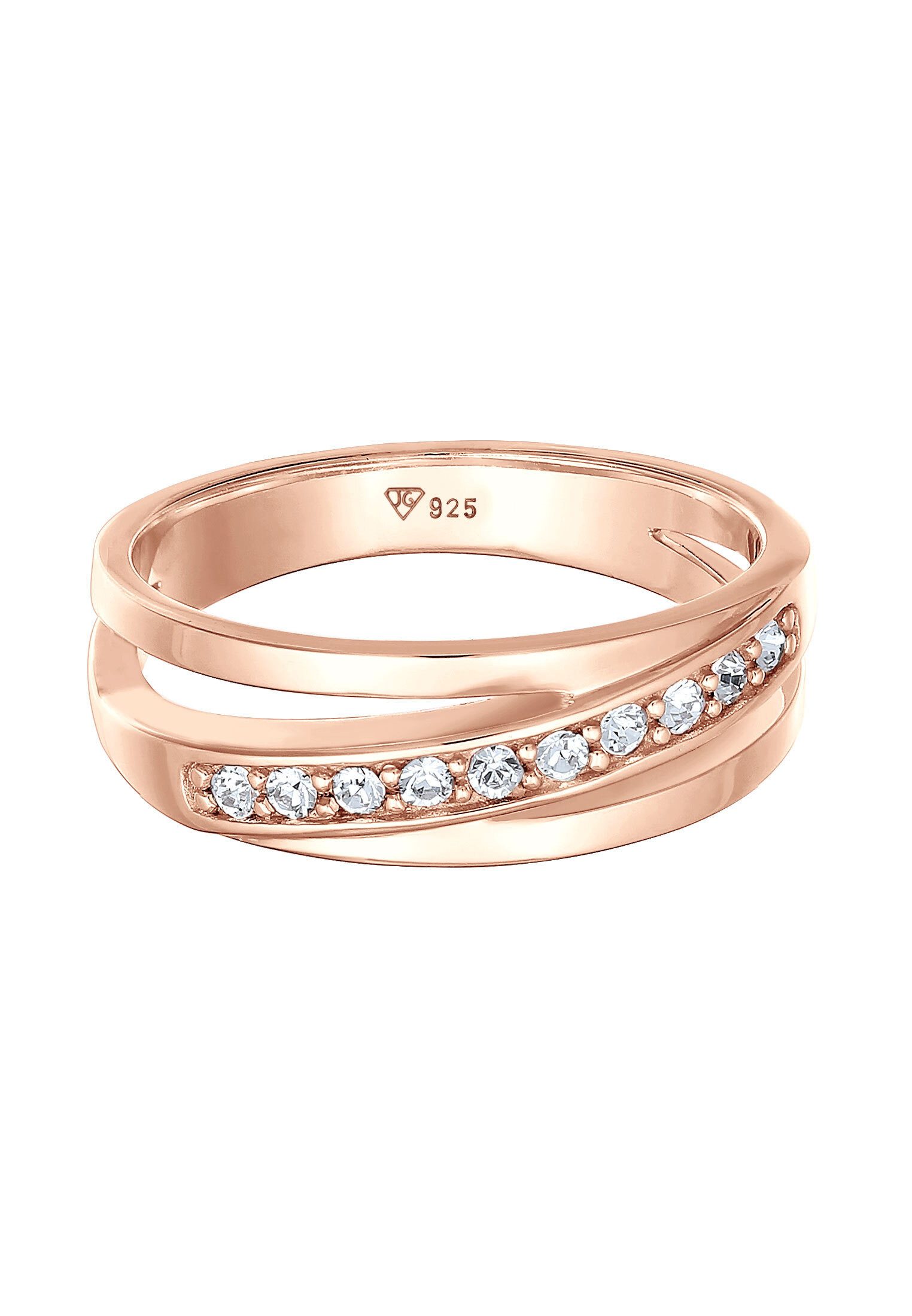 Elli Fingerring Raffiniert Bandring Wickelring Kristalle 925 Silber günstig online kaufen