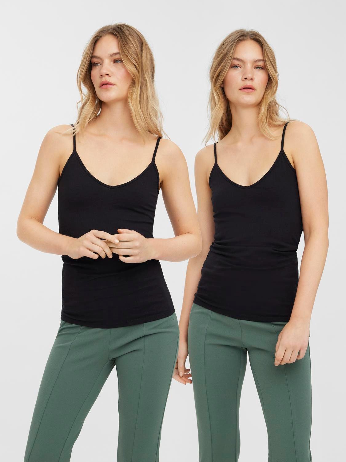 Vero Moda Spaghettitop VMMAXI MY SOFT V SINGLET 2PACK (2-tlg., 2er-Pack) Baumwollmischung, slim fit – Bild 4 von 5