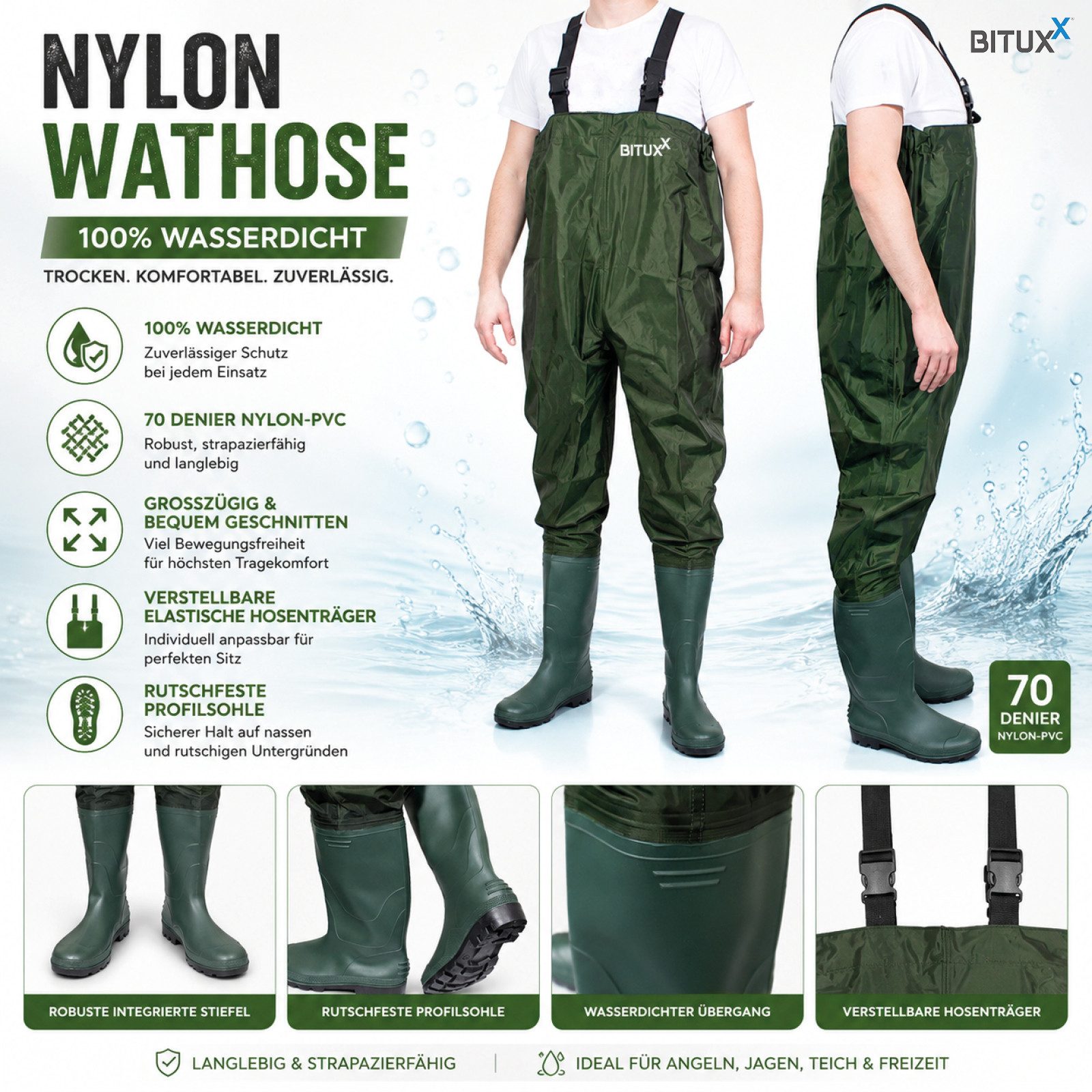 Bituxx Wathose Wathose / Anglerhose Größe 41 (MS-13391)