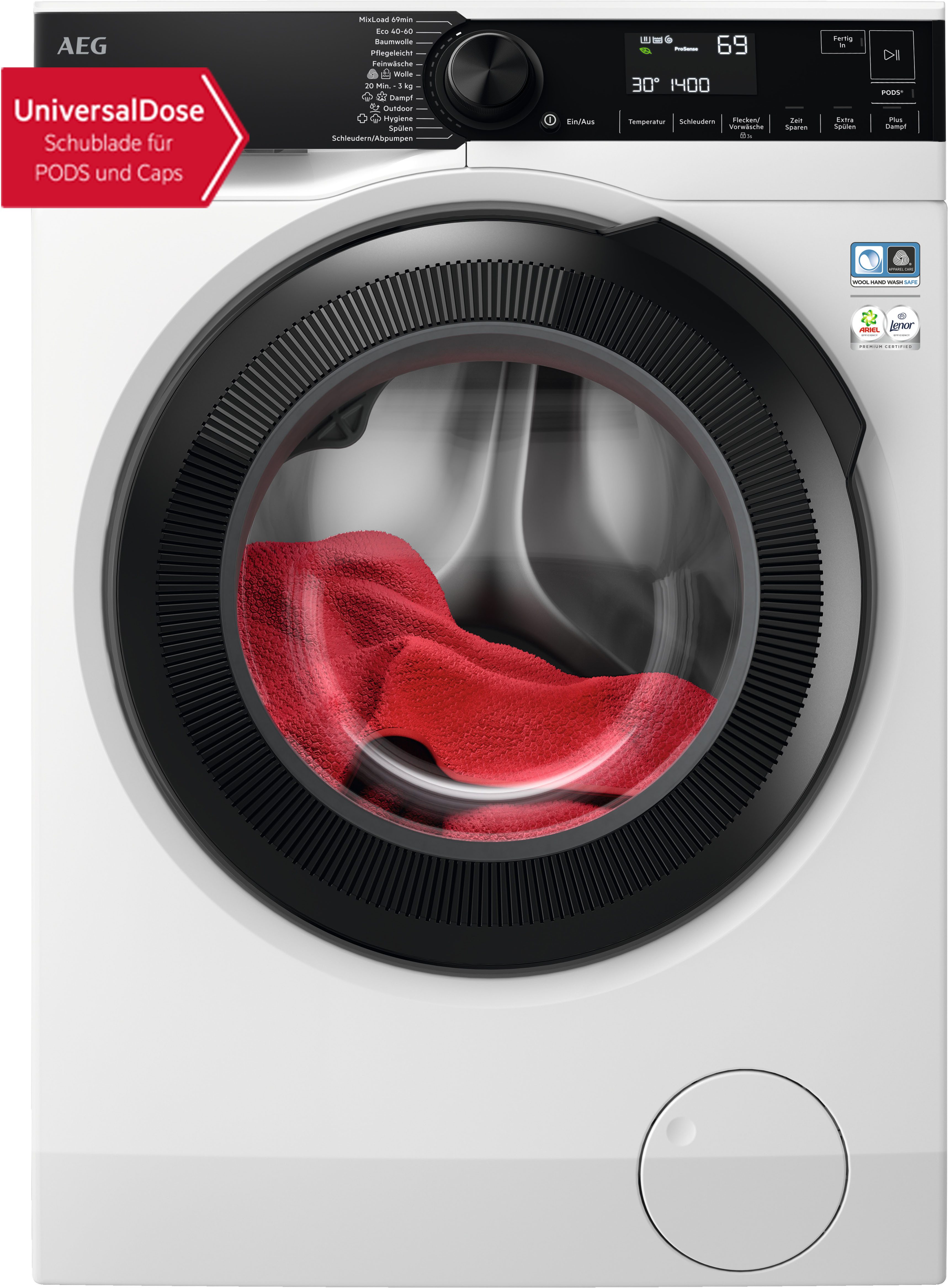 AEG Waschmaschine 7000 ProSteam® LR7EA410FL 914501653, 10 kg, 1400 U/min, ProSteam®: Auffrischen mit Dampf statt Waschen und 96 % Wasser sparen