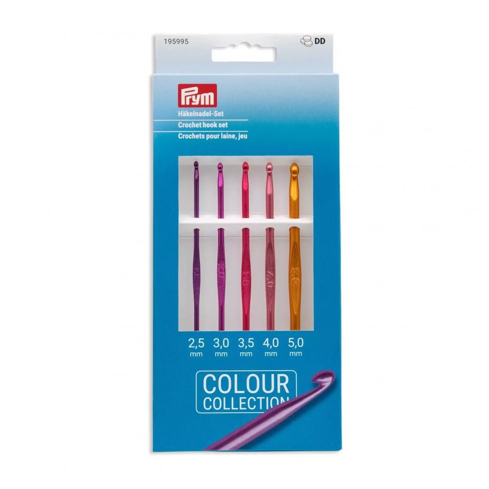 Prym Häkelnadeln - Häkelnadel-Set ALU COLOUR (Stärken 2,5-5,0 mm), 5 St.