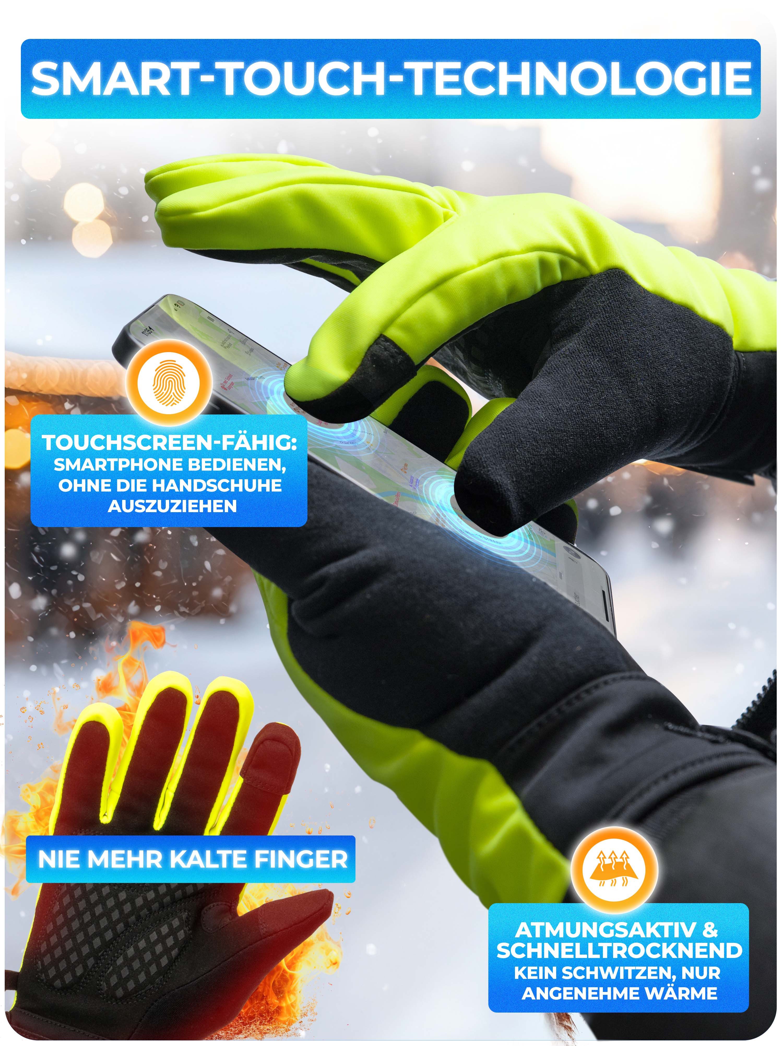 MIVELO Fahrradhandschuhe extra warme Thermo-Fleece Winterhandschuhe wasserfest und winddicht 3M-Thinsulate Isolierung – Bild 5 von 5