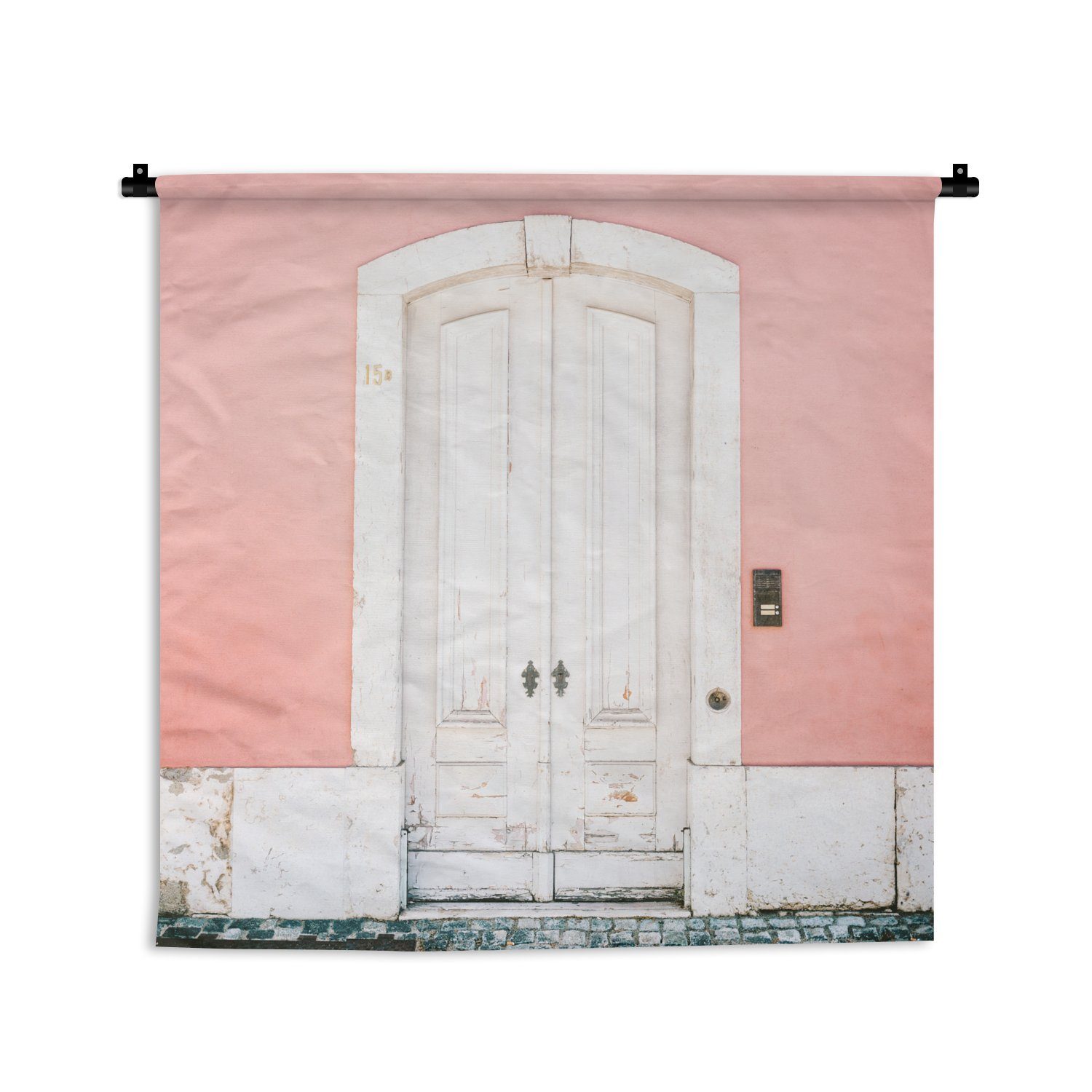 MuchoWow Wanddekoobjekt Holz - Tür - Rosa - Weiß, Wanddeko für Wohnzimmer, Schlafzimmer, Kleid, Wandbehang, Kinderzimmer