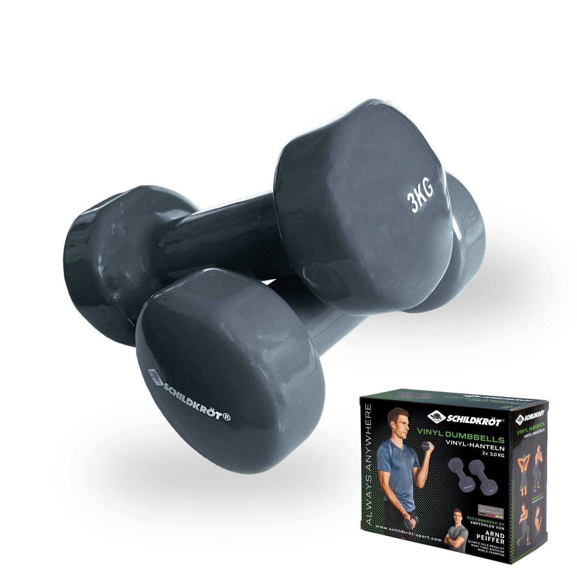 Hantel Fitness Vinyl (Eisen/PVC) grau Set 2x3,0kg