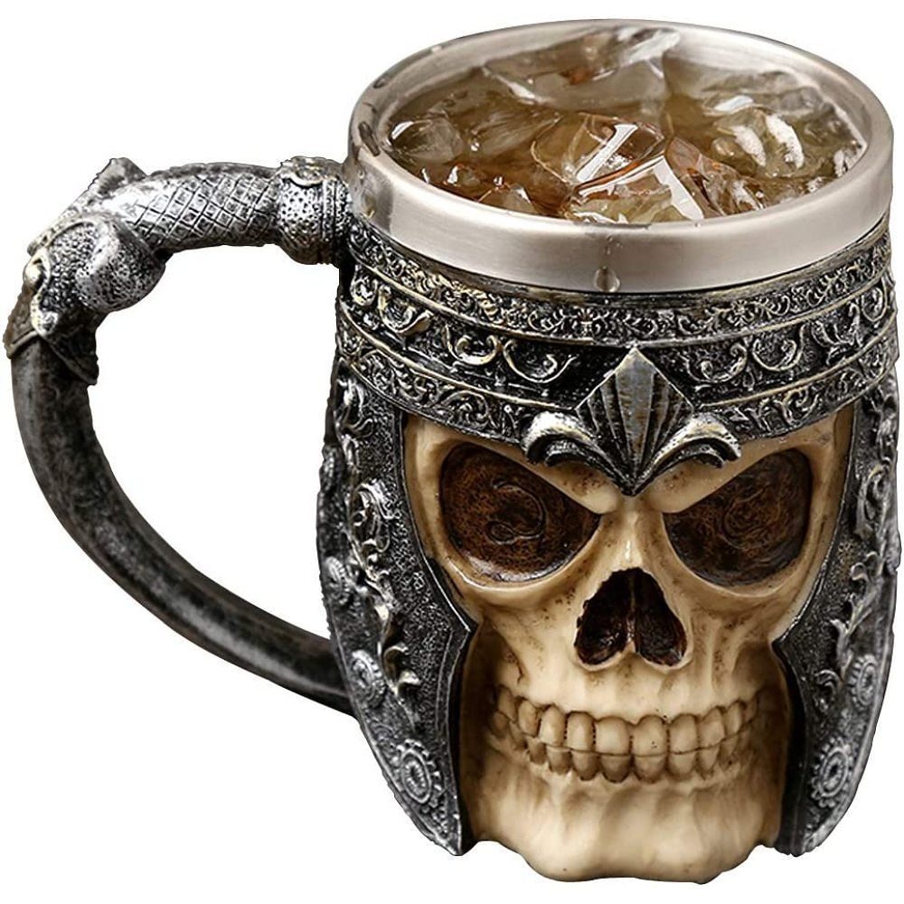 GelldG Becher Gotik 3D Skull Kaffeebecher, Totenkopf Bier Tassen, Edelstahl