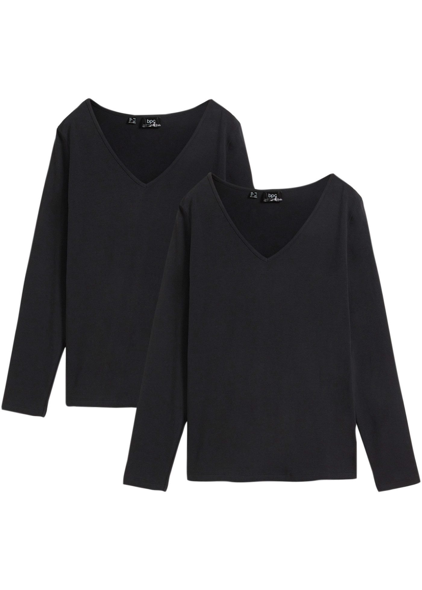 bonprix Langarmshirt (Packung, 2-tlg., 2) im 2er Pack mit V-Ausschnitt und Langarm